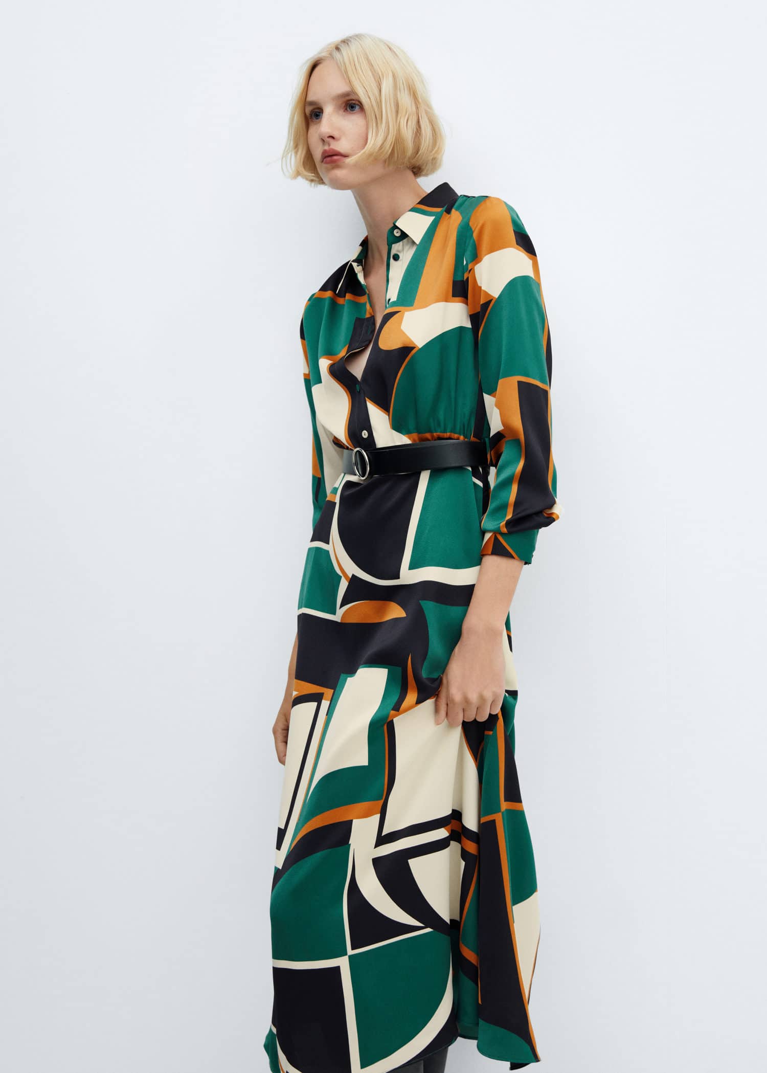 Vestido camisero geométrico