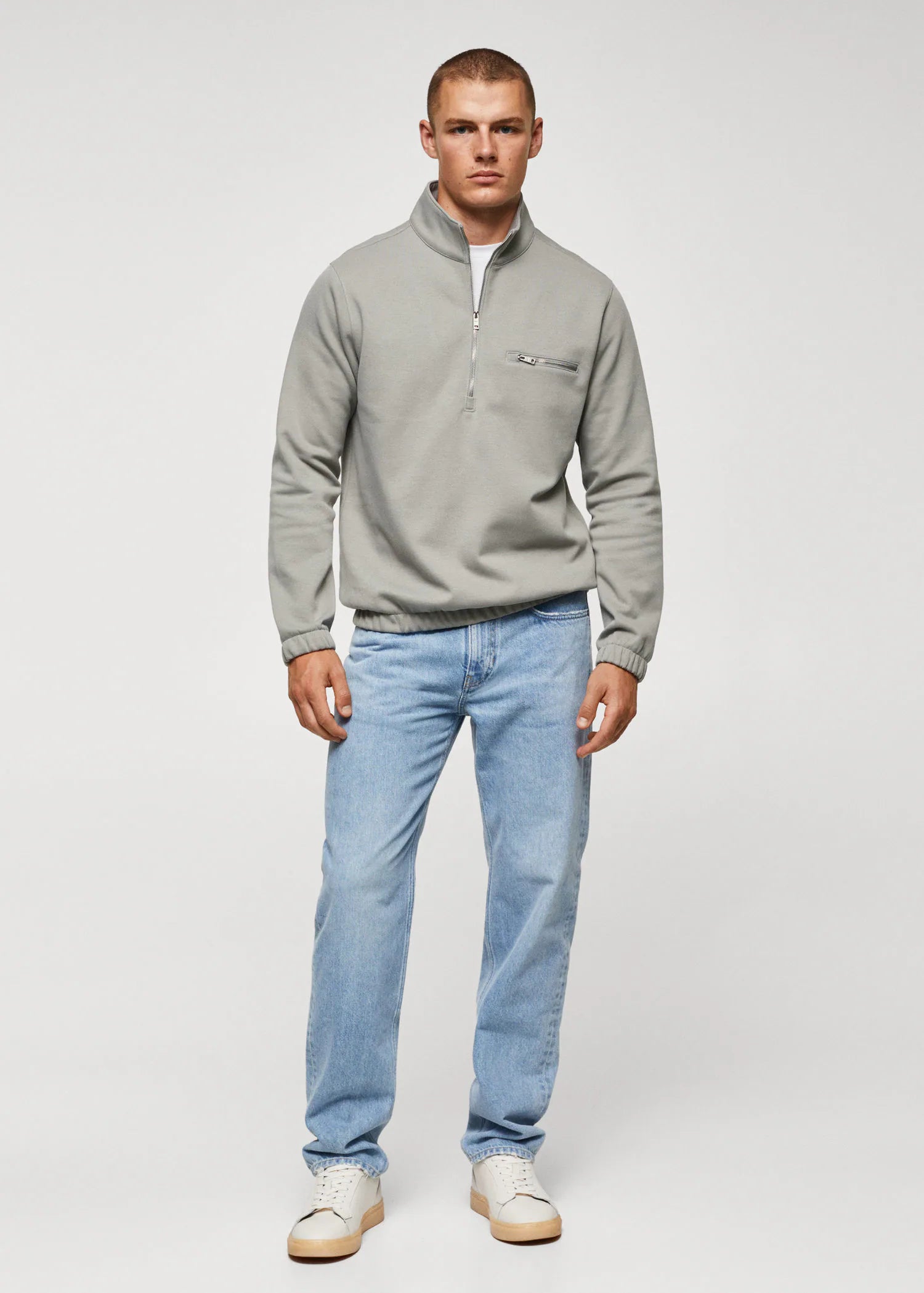 Sudadera algodón cuello cremallera