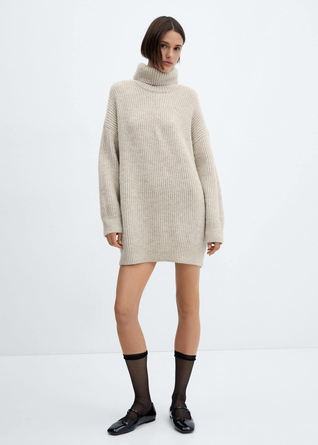 Vestido canalé cuello vuelto
