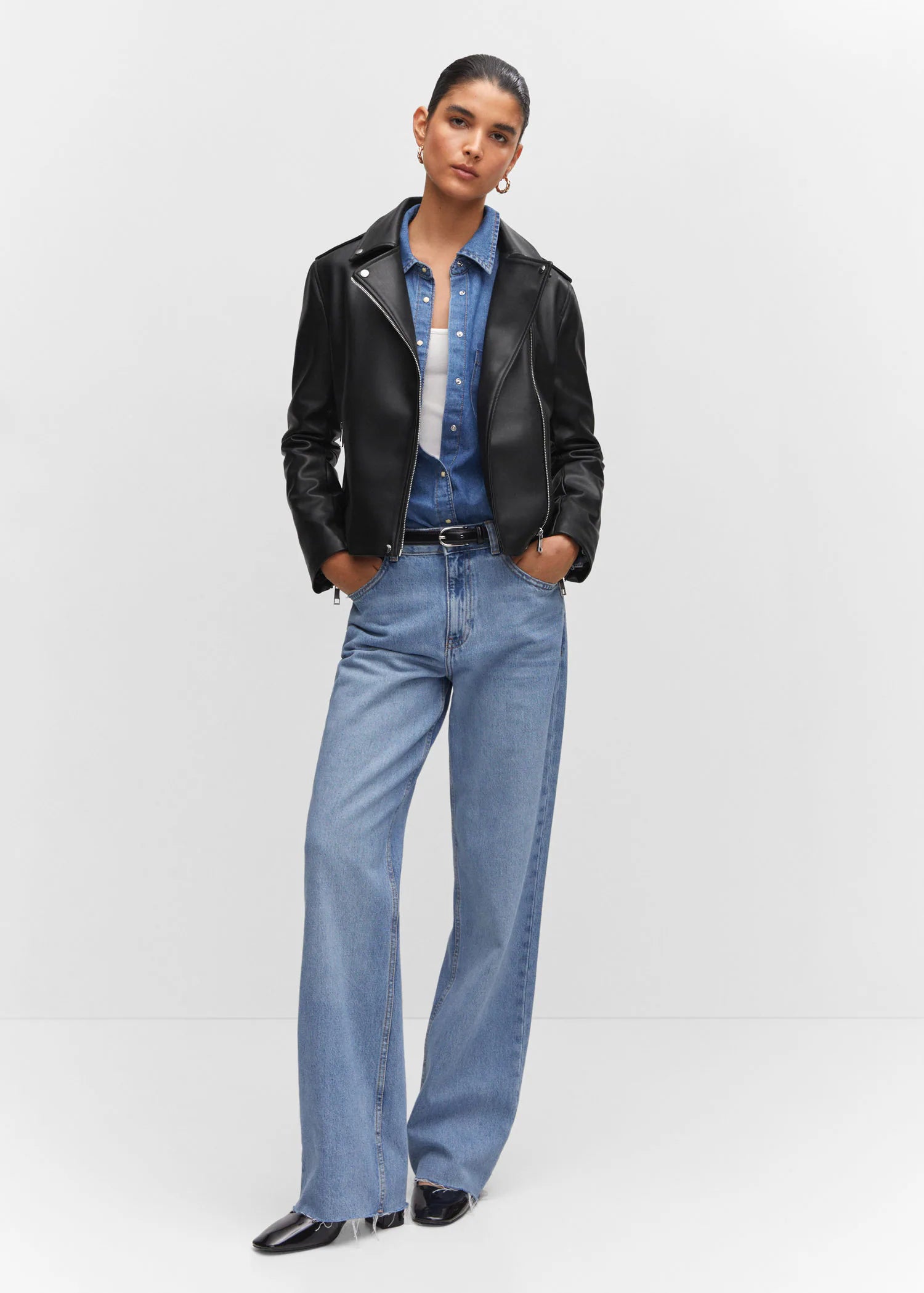 Cazadora biker efecto piel