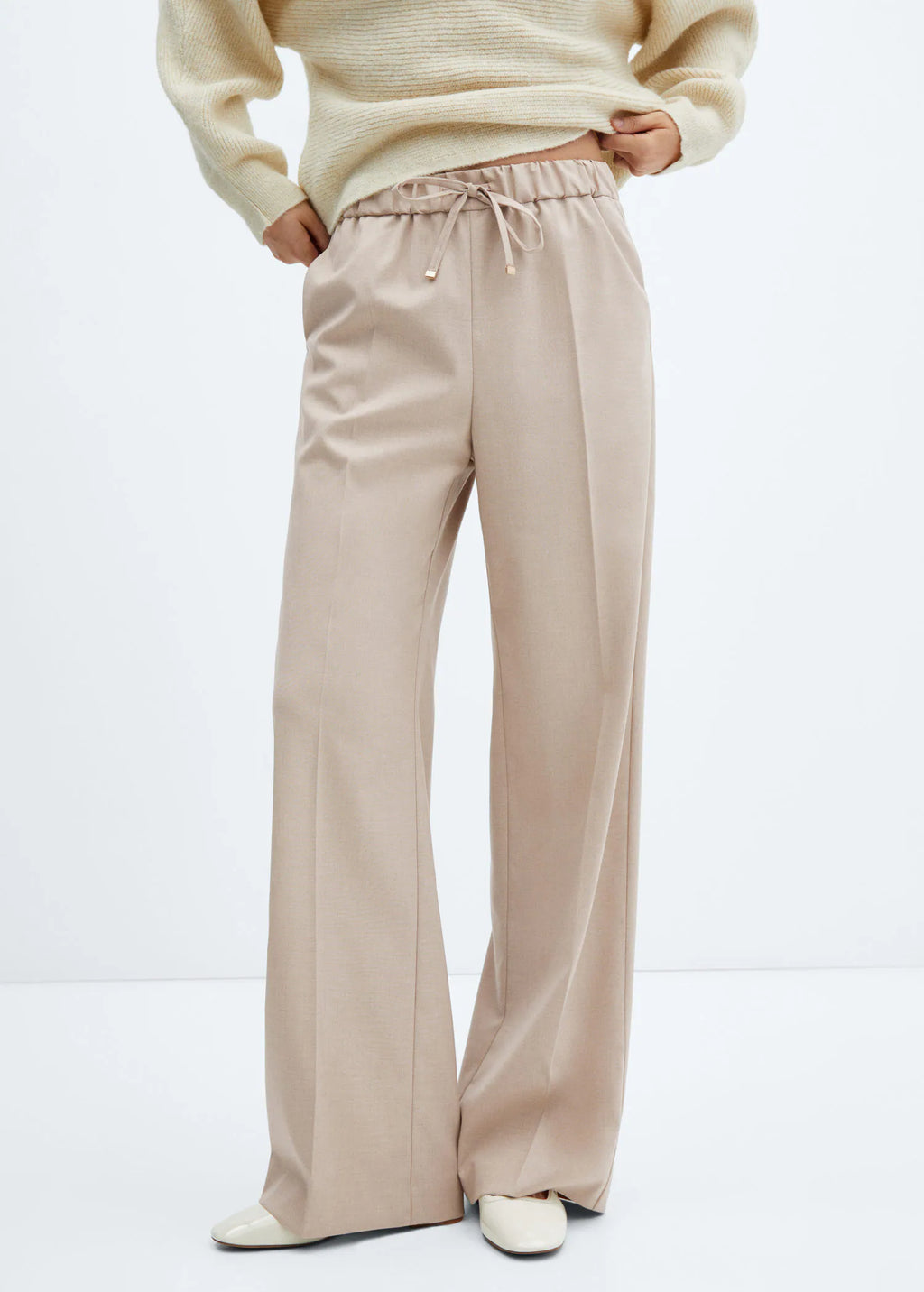 Pantalón wideleg cintura elástica