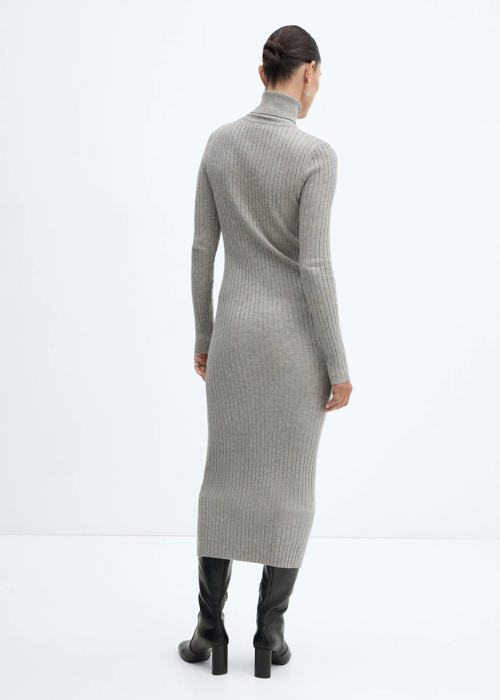 Vestido midi canalé cuello alto