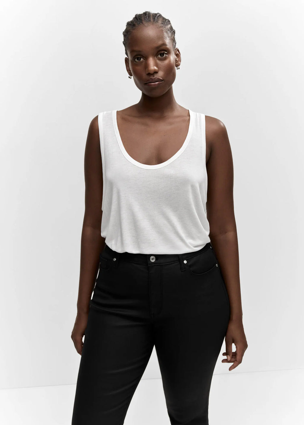 Jeans skinny tiro alto encerados