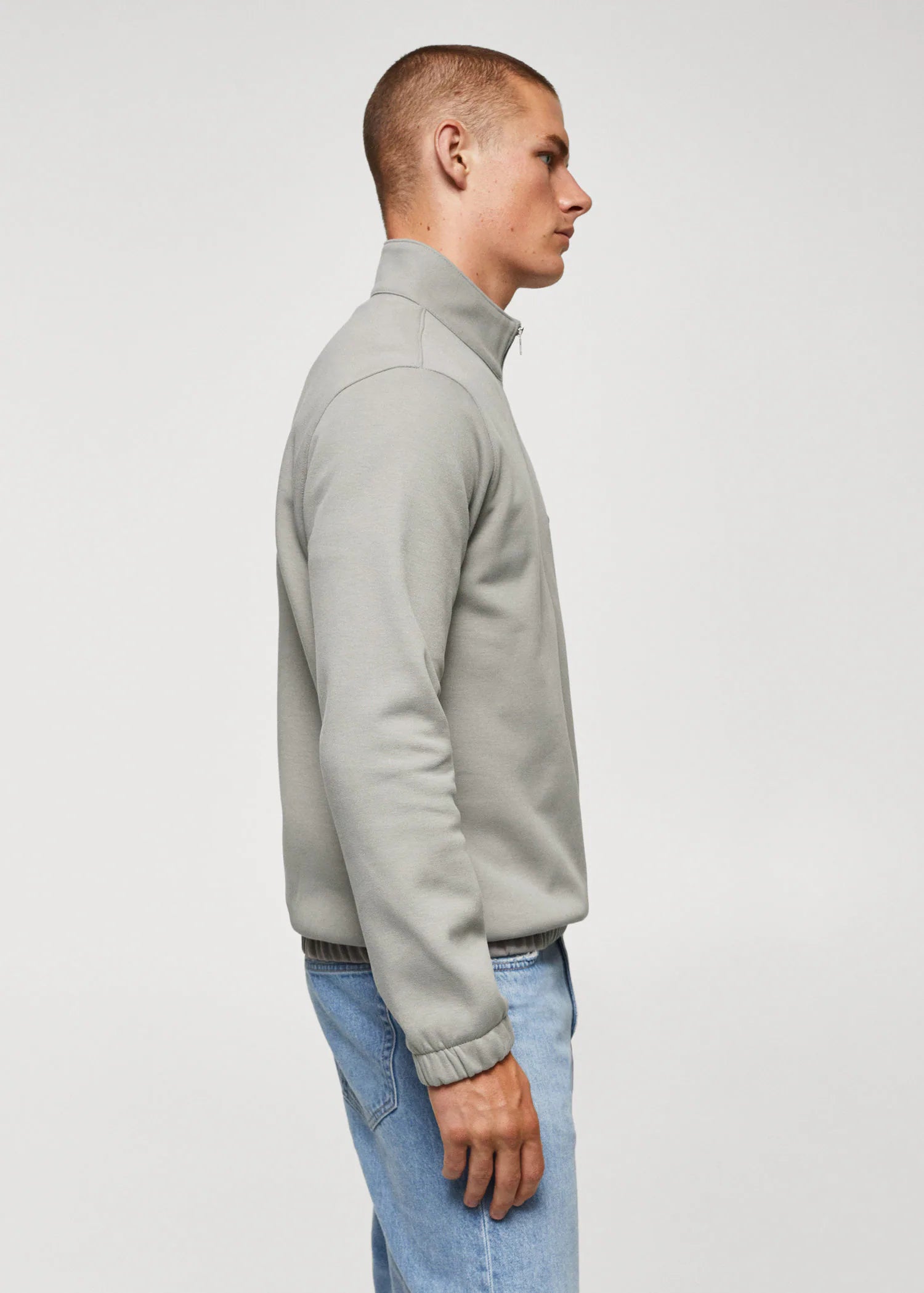 Sudadera algodón cuello cremallera