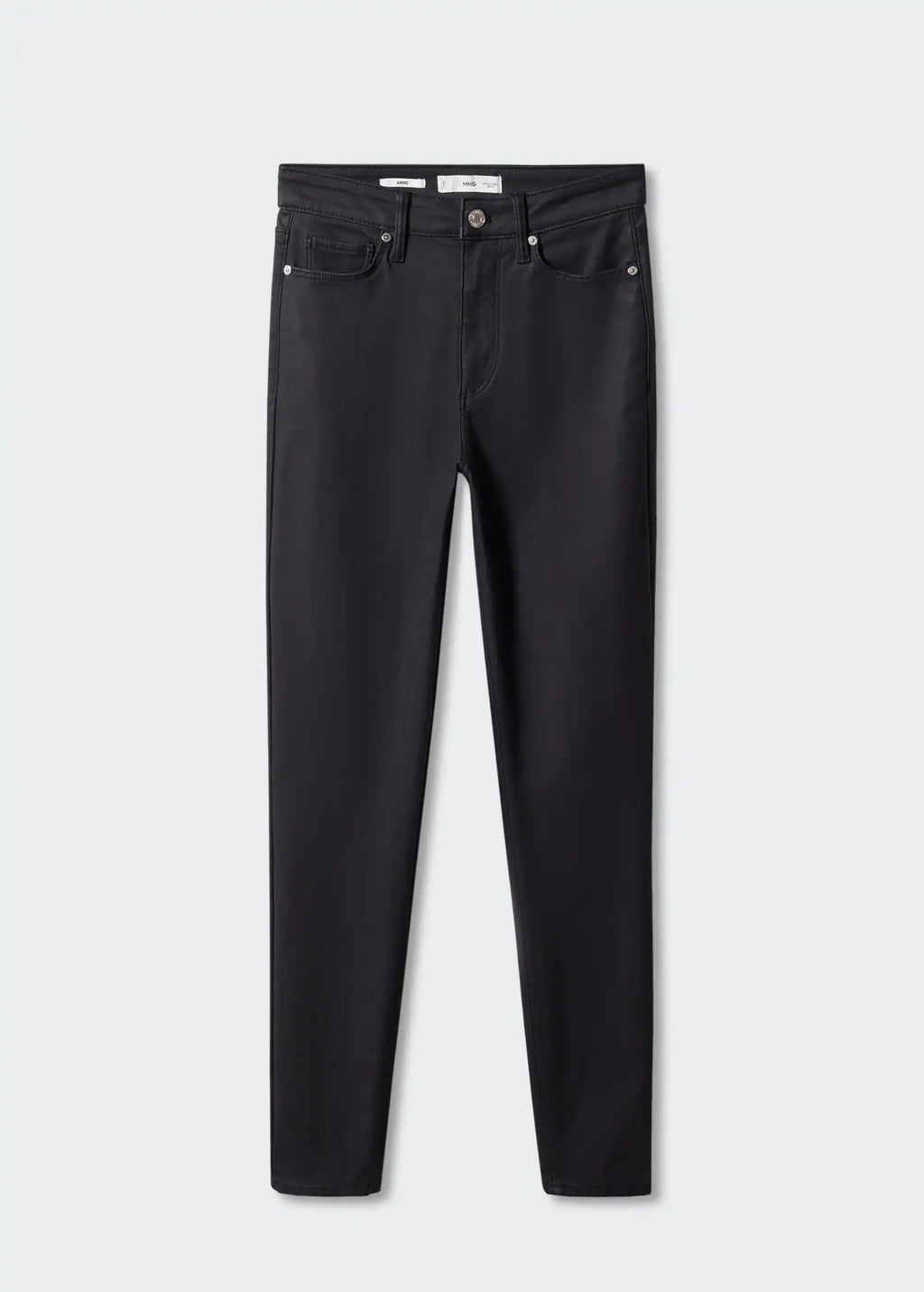 Jeans skinny tiro alto encerados