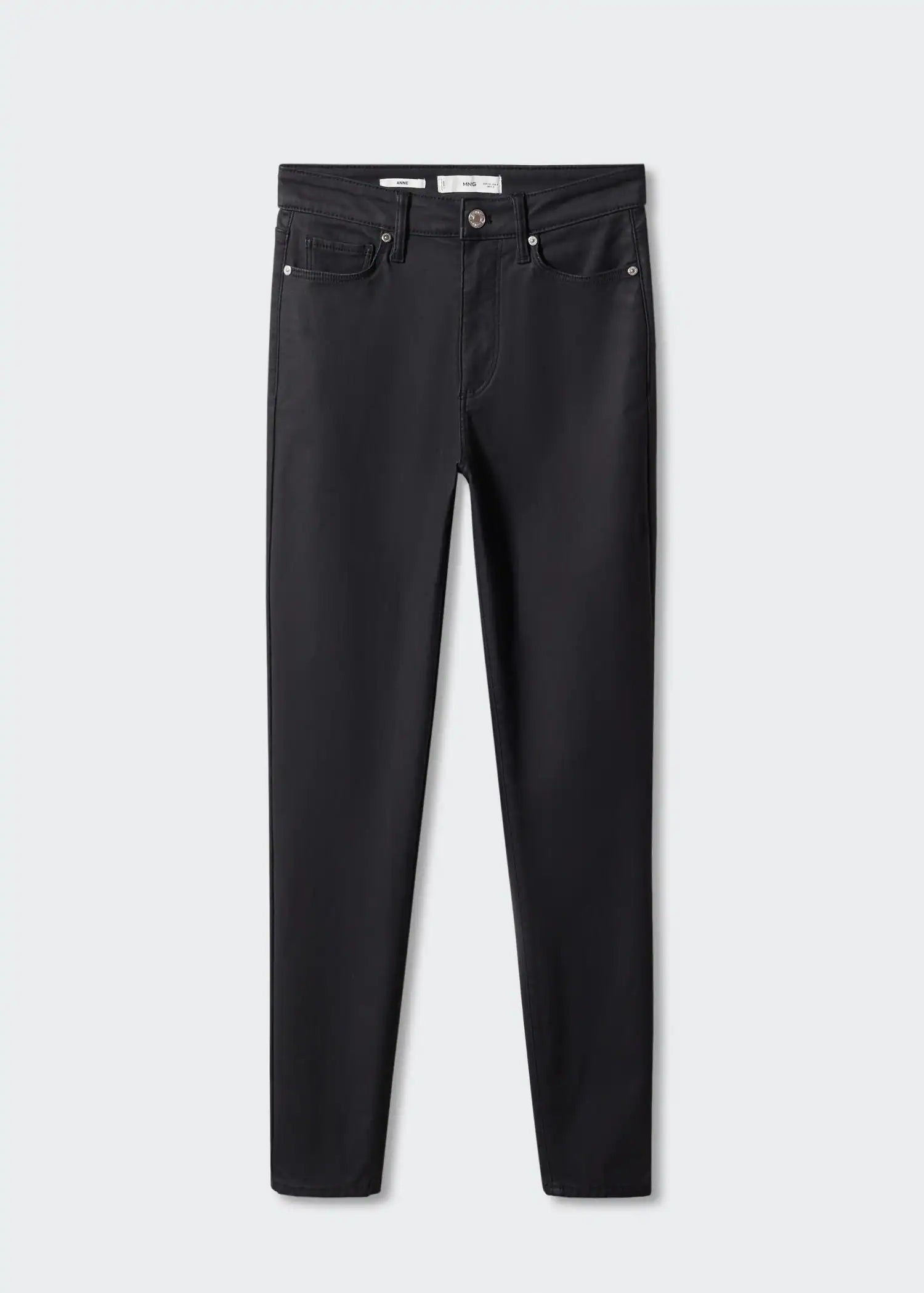 Jeans skinny tiro alto encerados