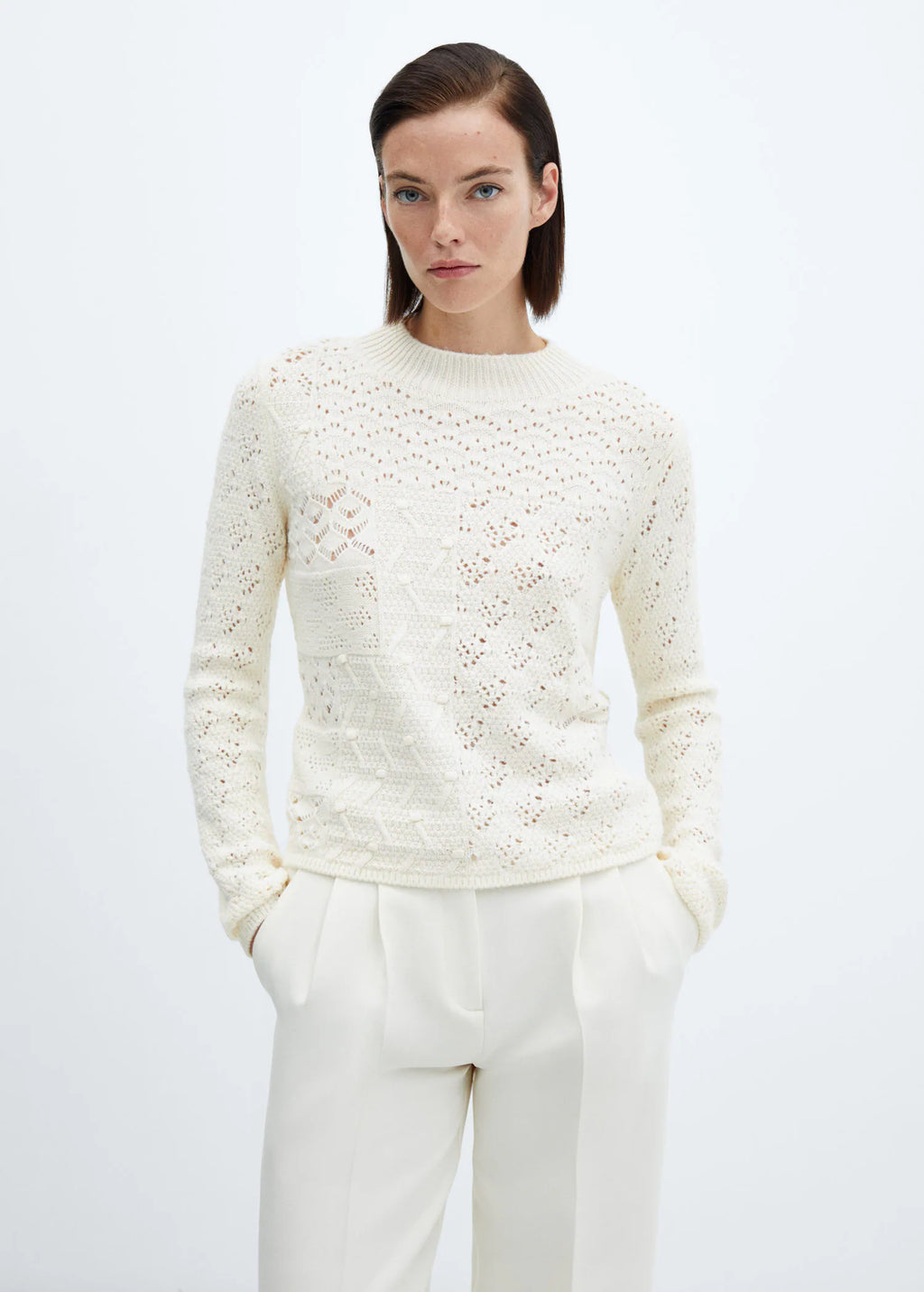 Jersey mezcla crochet punto calado
