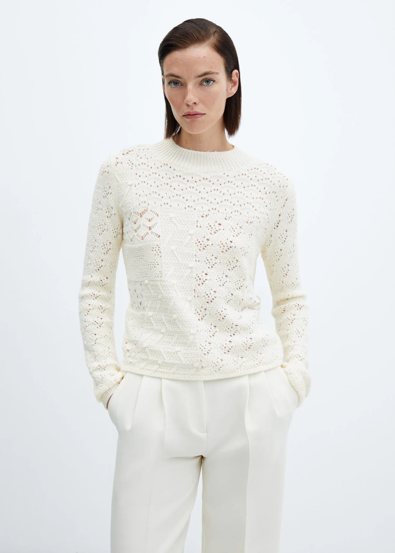 Jersey mezcla crochet punto calado