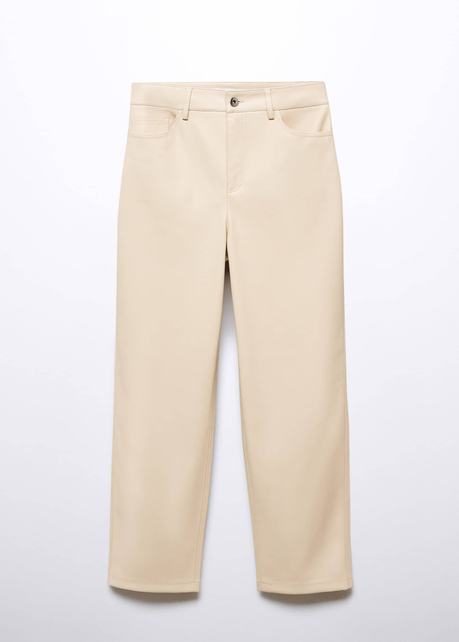 Pantalón recto efecto piel