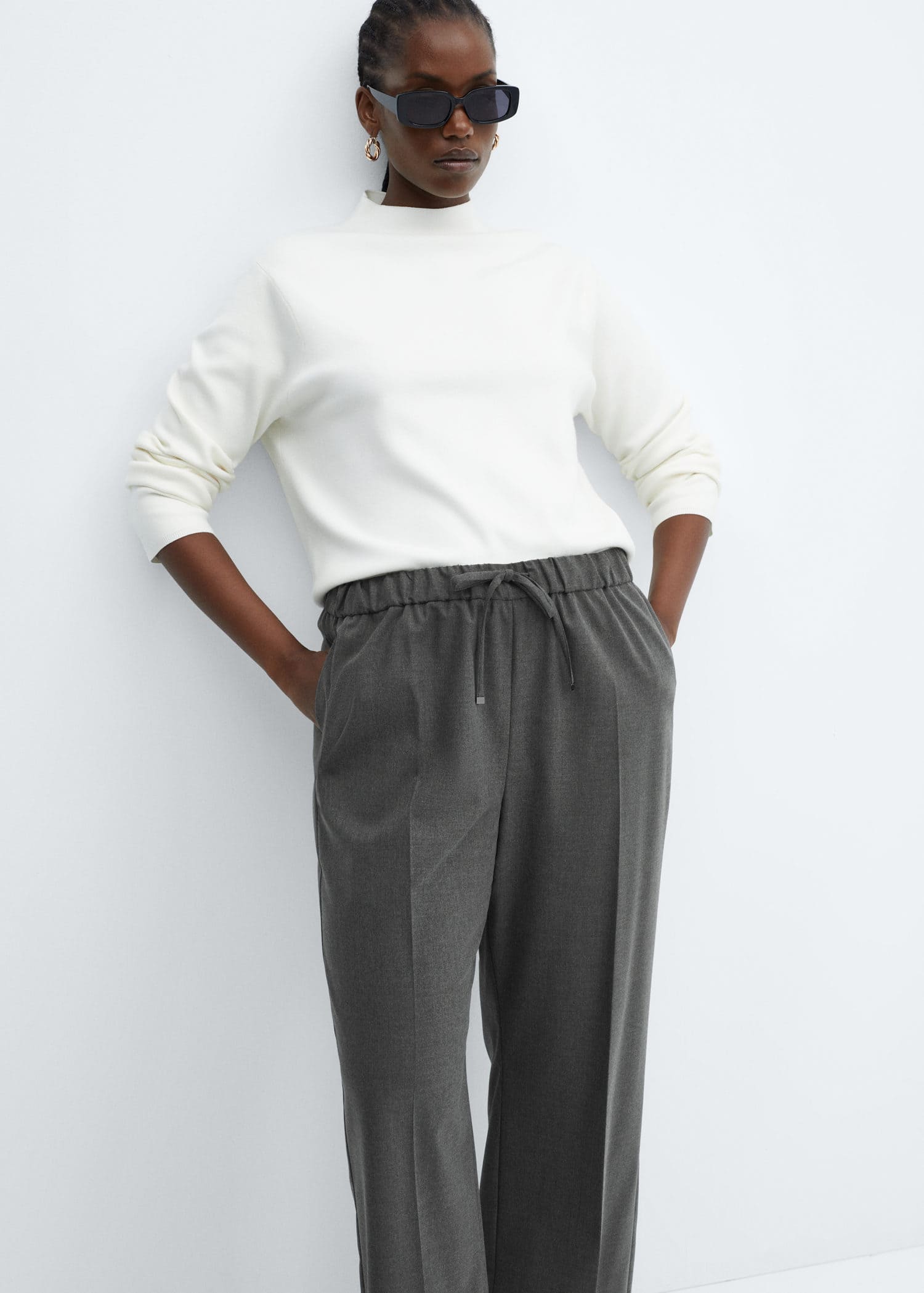 Pantalón wideleg cintura elástica