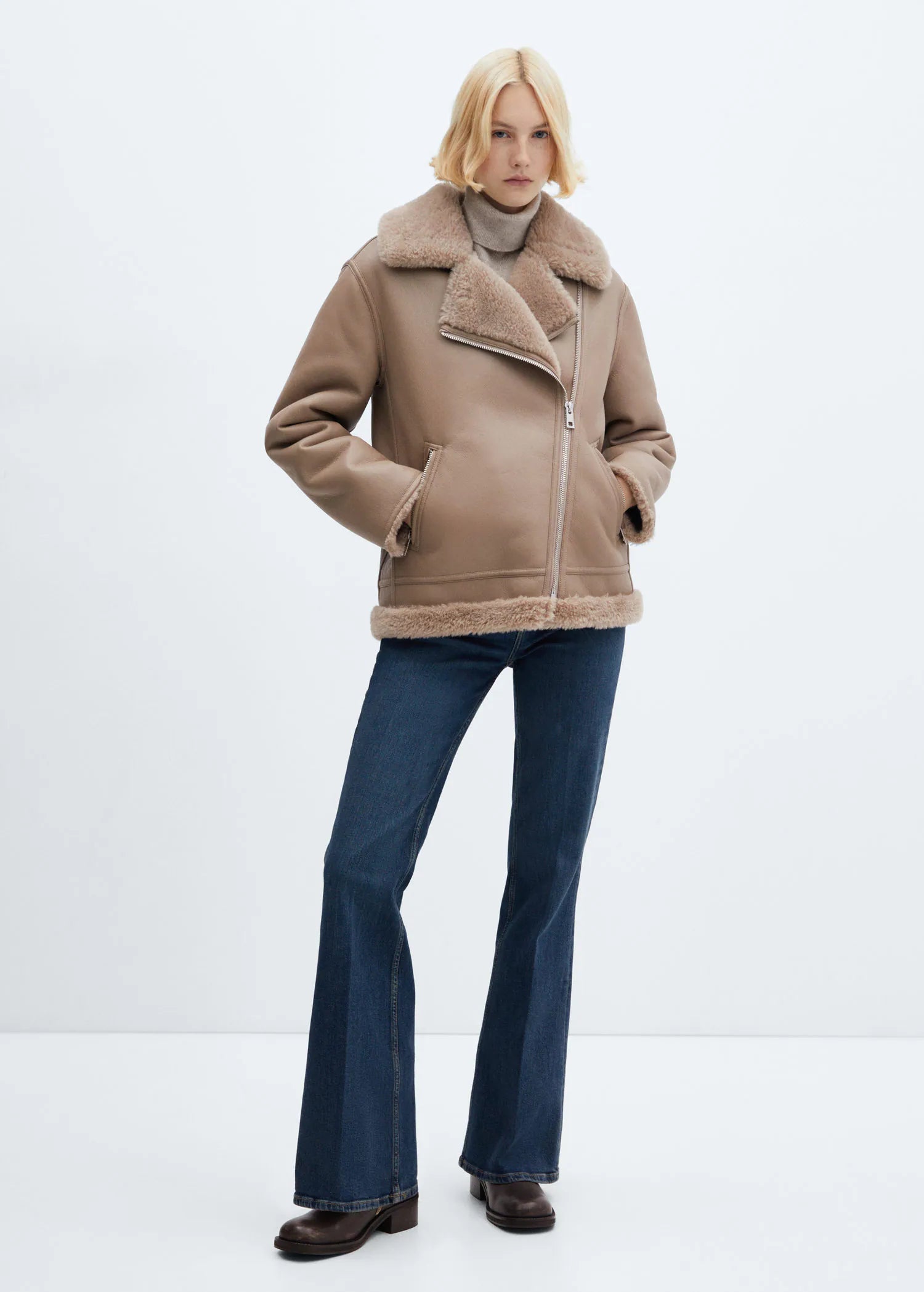 Chaqueta doble faz efecto piel