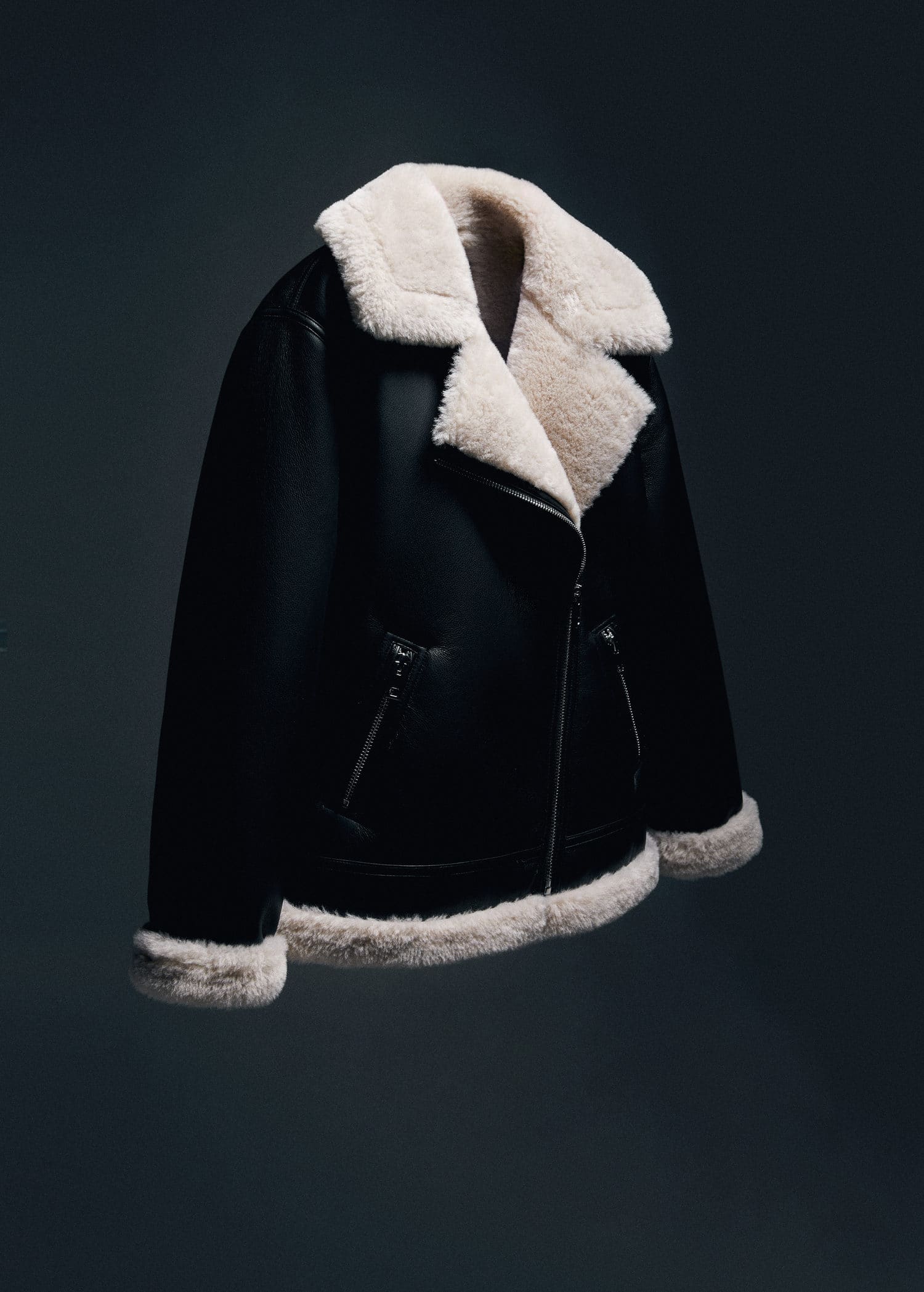 Chaqueta doble faz efecto piel