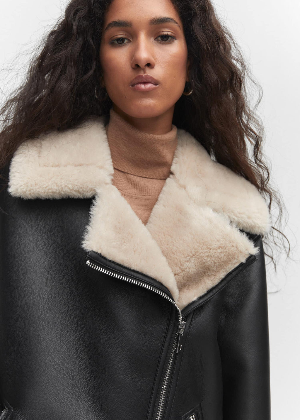 Chaqueta doble faz efecto piel