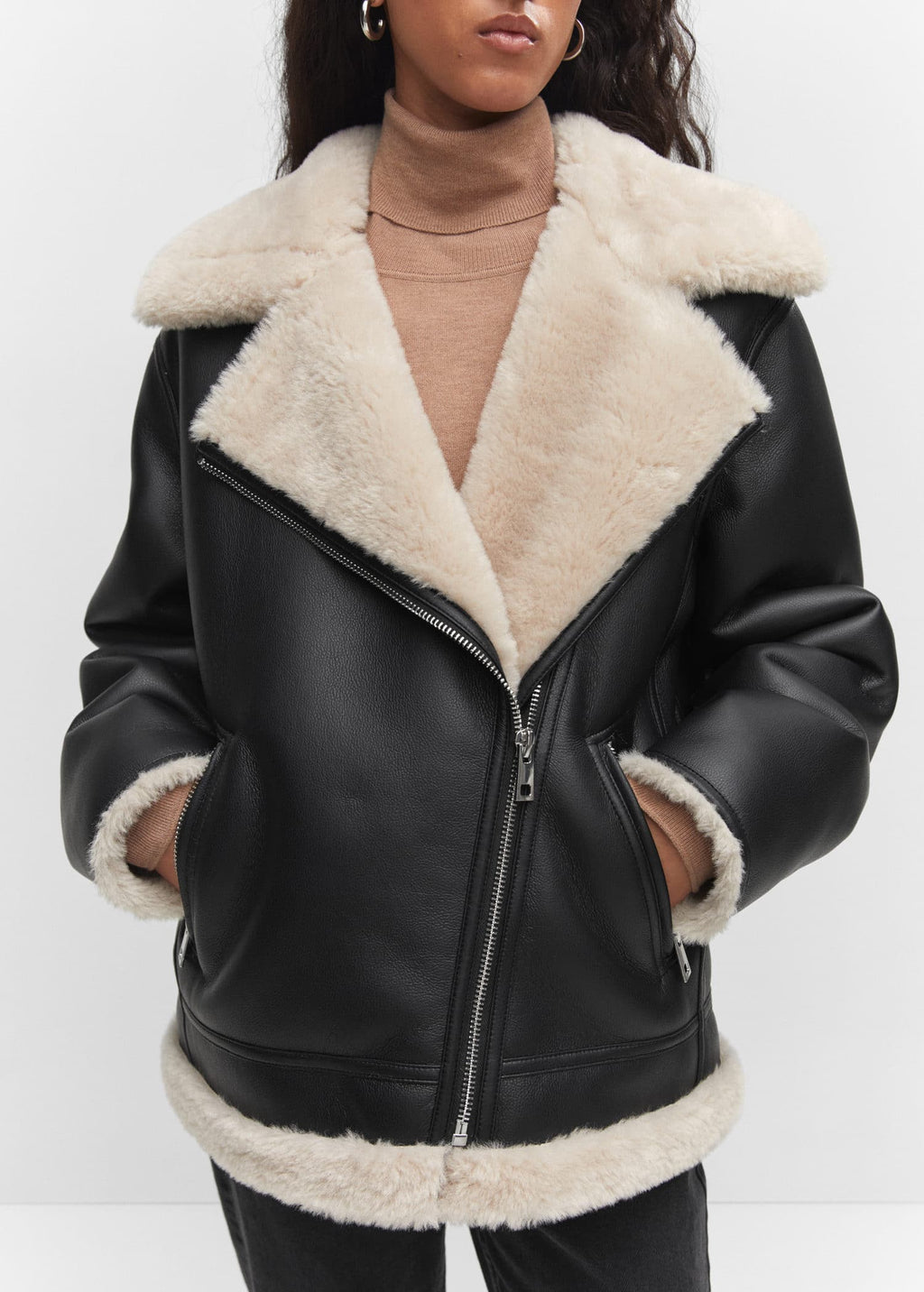 Chaqueta doble faz efecto piel