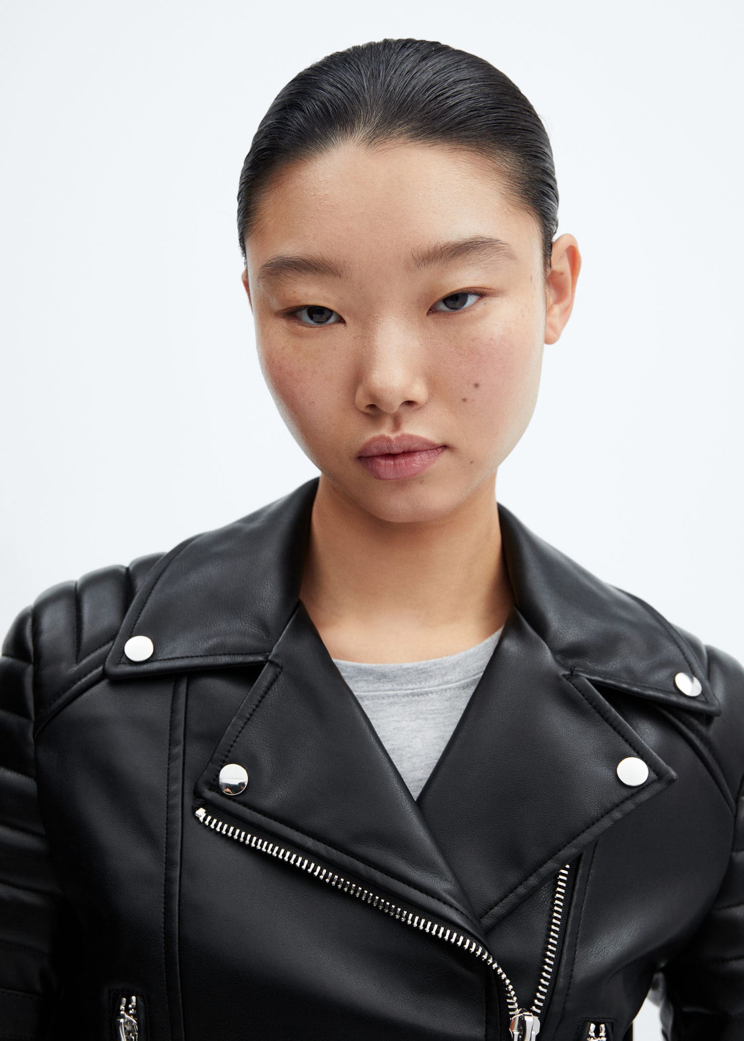 Chaqueta biker efecto piel