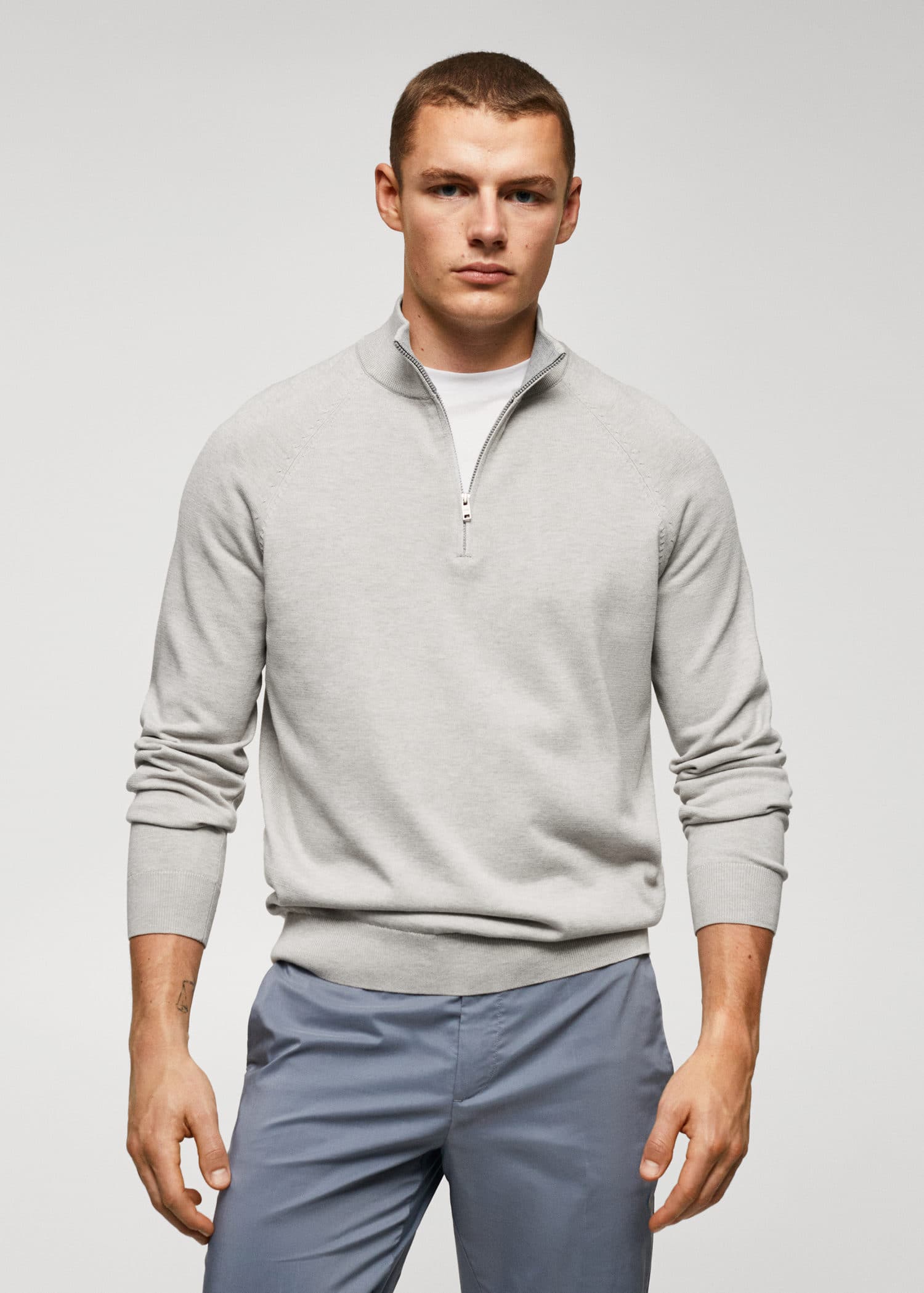 Jersey algodón cuello cremallera