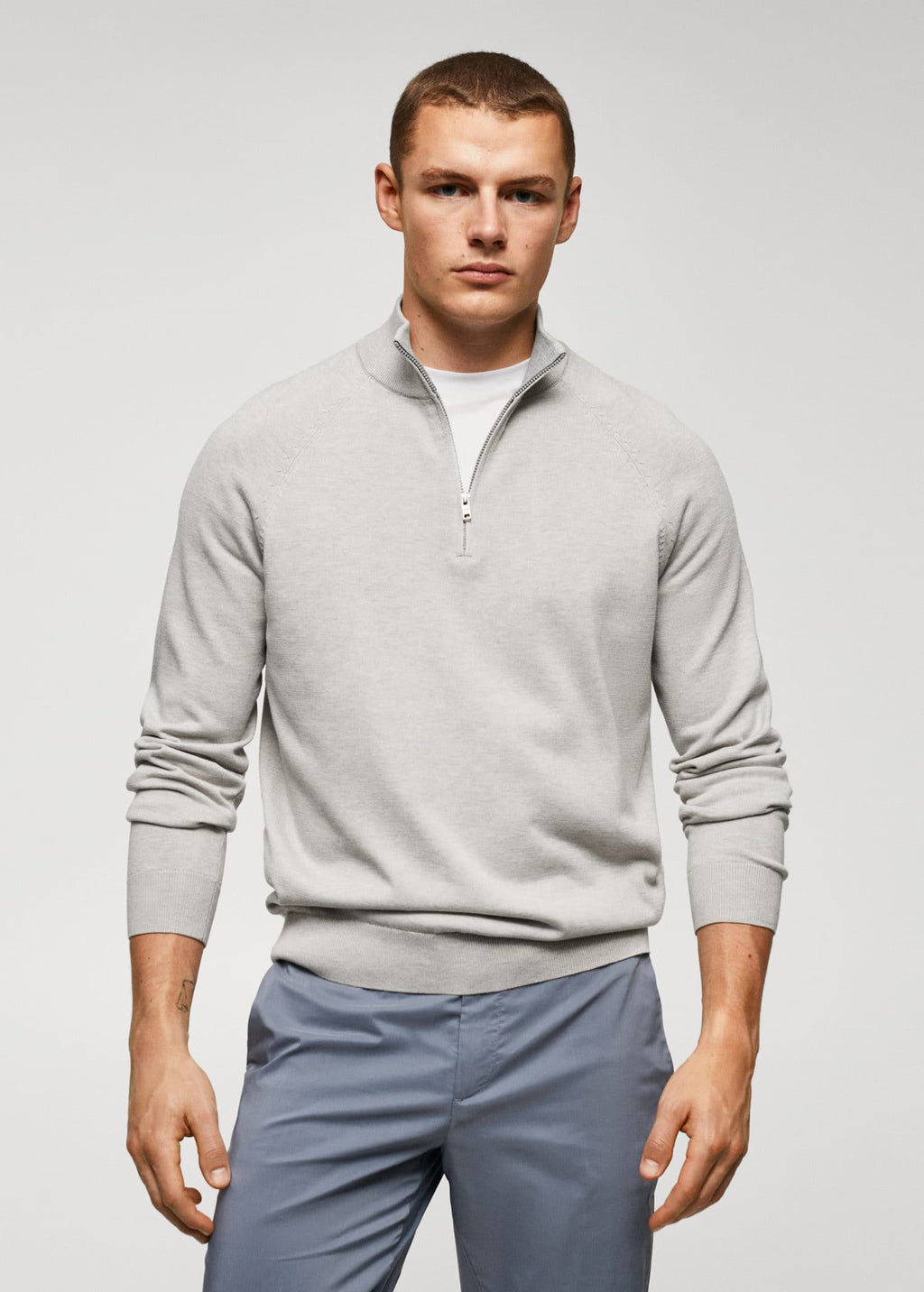 Jersey algodón cuello cremallera