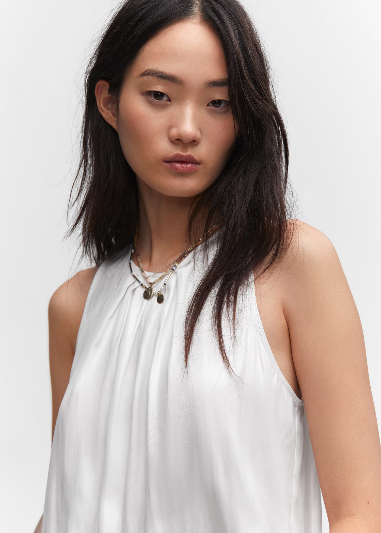 Top satinado detalle pinzas