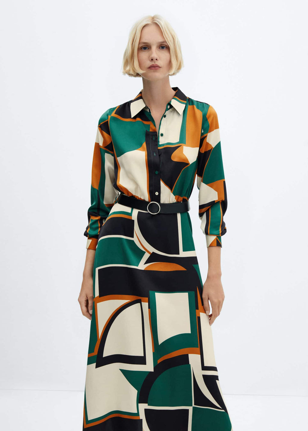 Vestido camisero geométrico