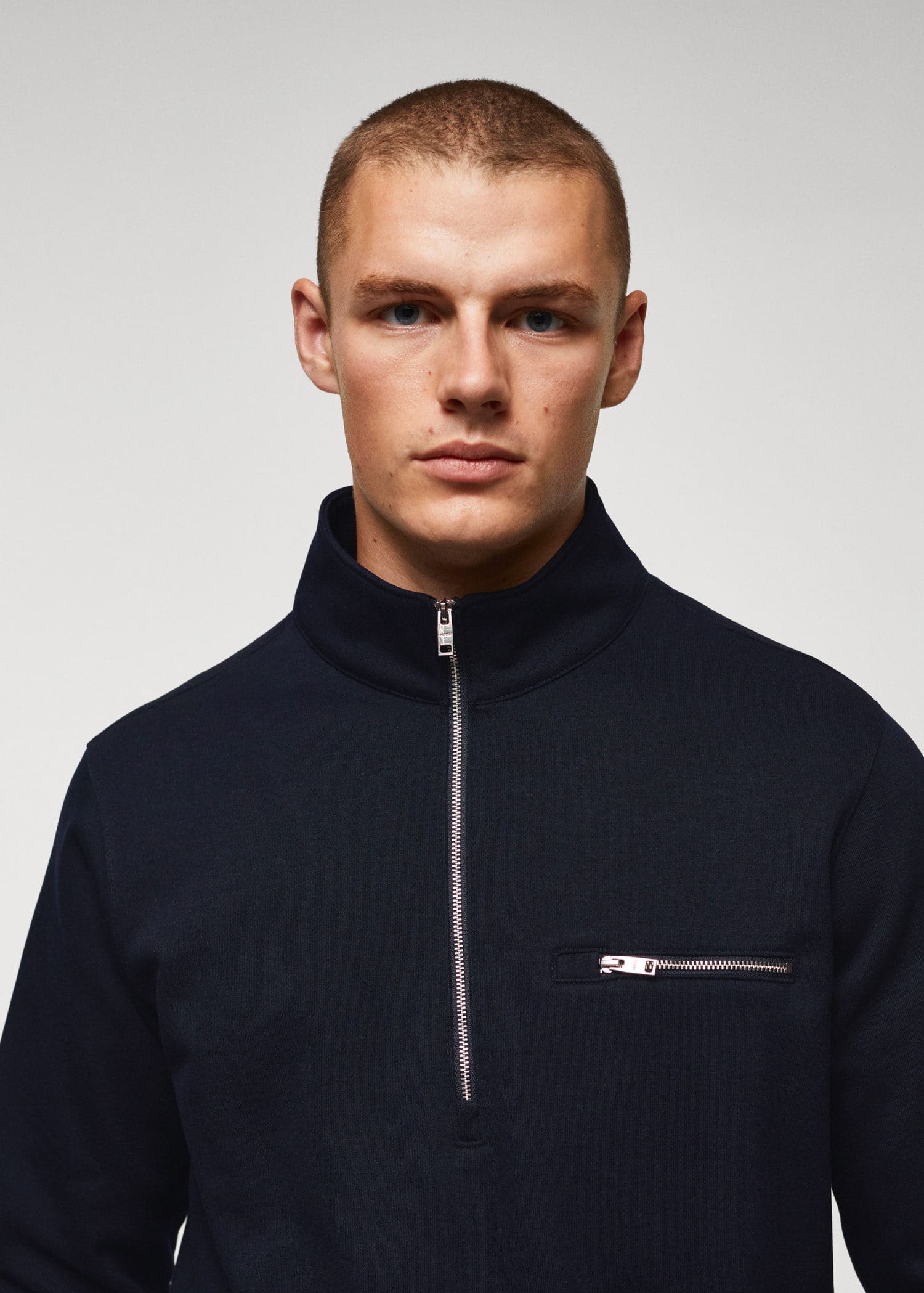 Sudadera algodón cuello cremallera