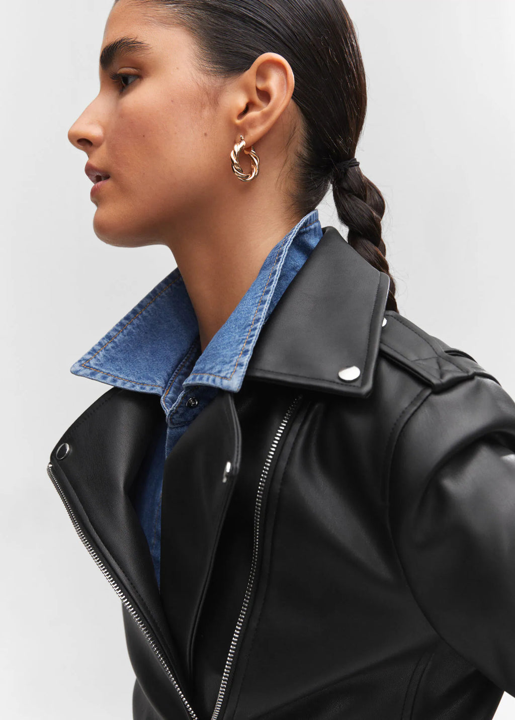 Cazadora biker efecto piel