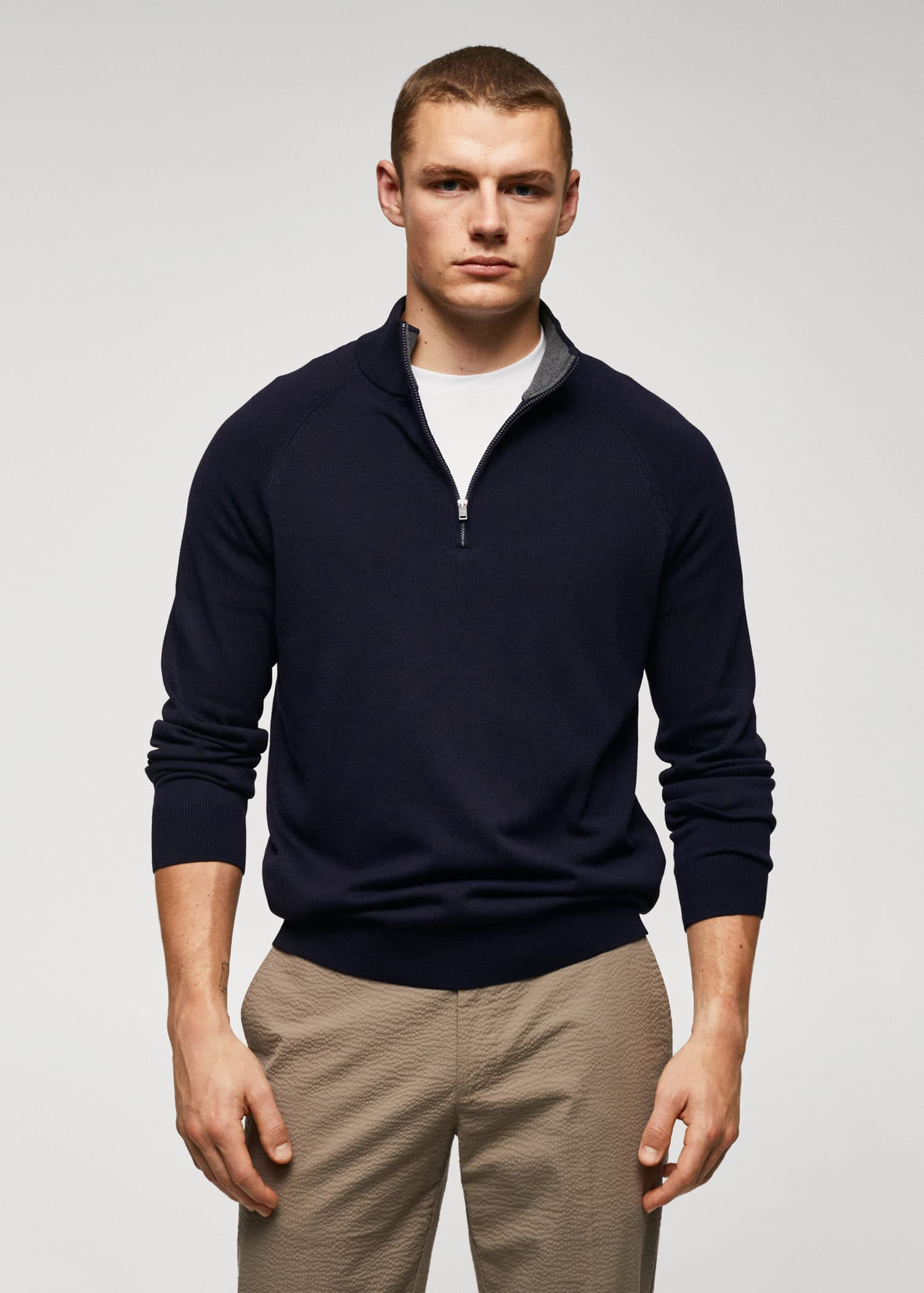 Jersey algodón cuello cremallera