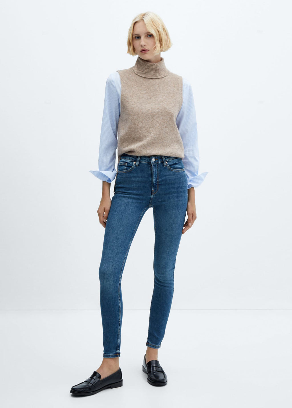 Jeans skinny tiro alto