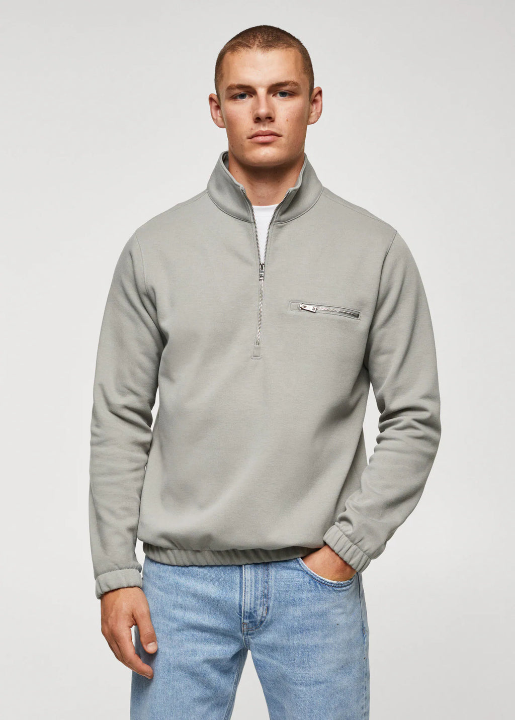Sudadera algodón cuello cremallera