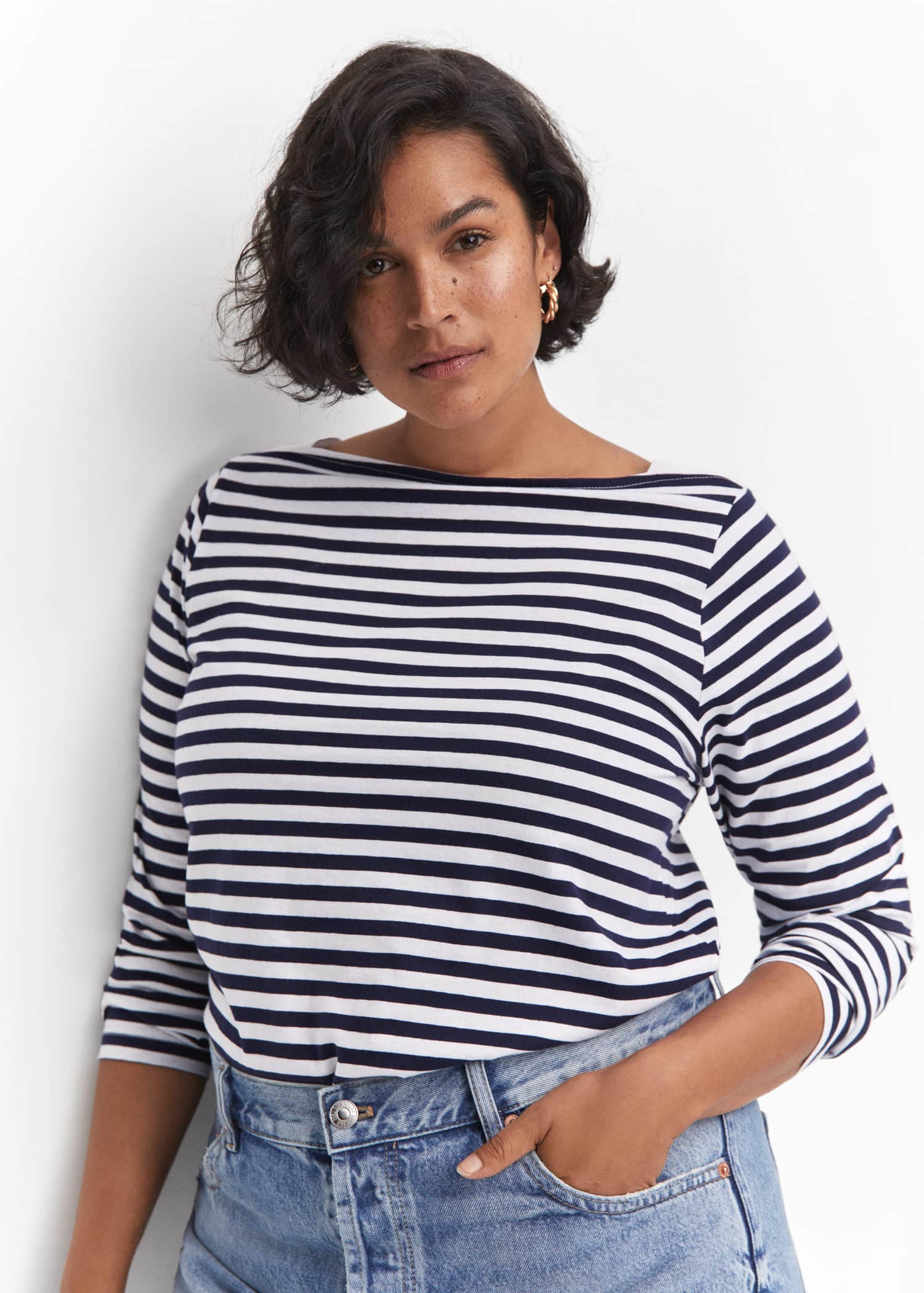 Camiseta cuello barco algodón