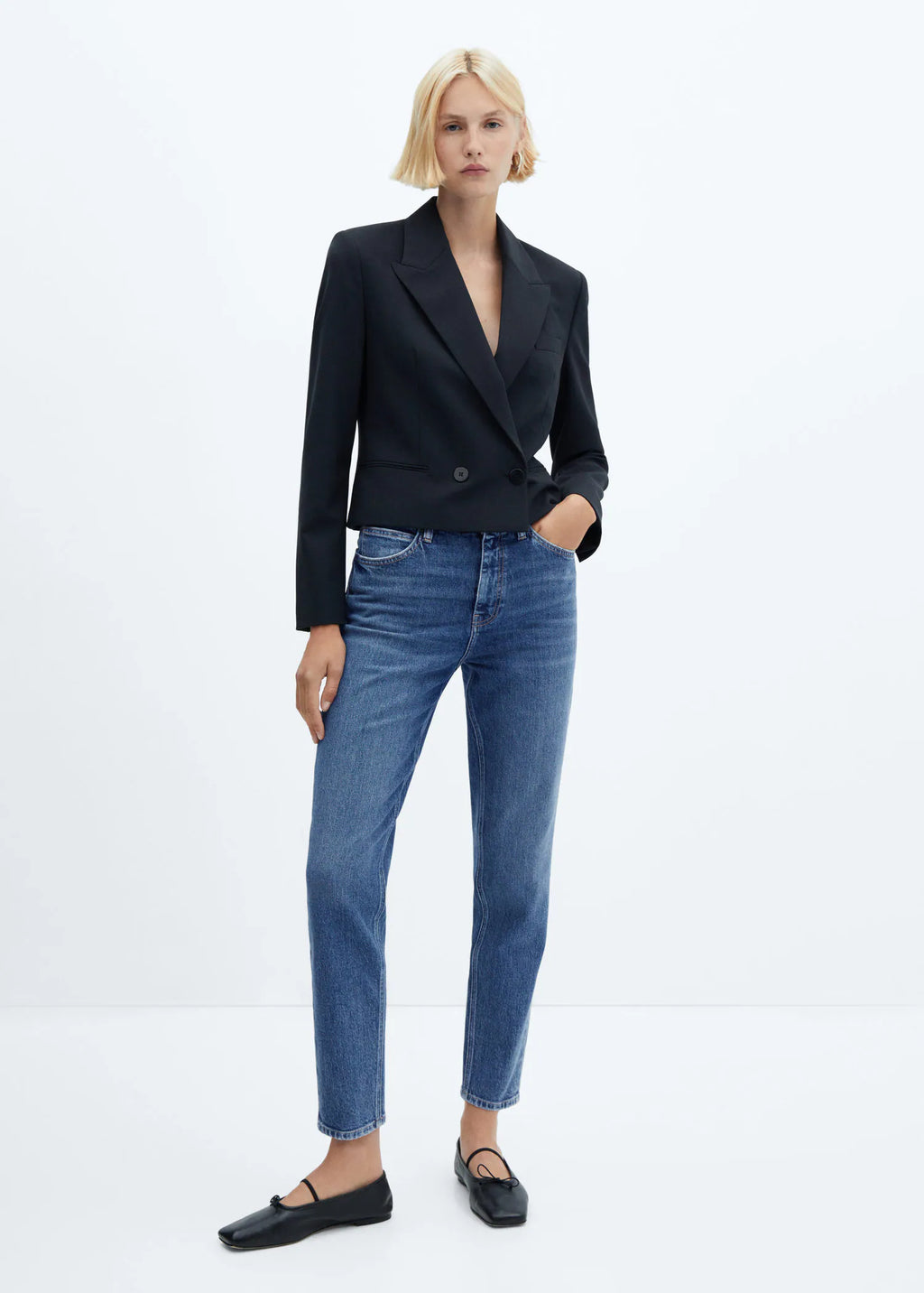 Jeans mom confort tiro alto