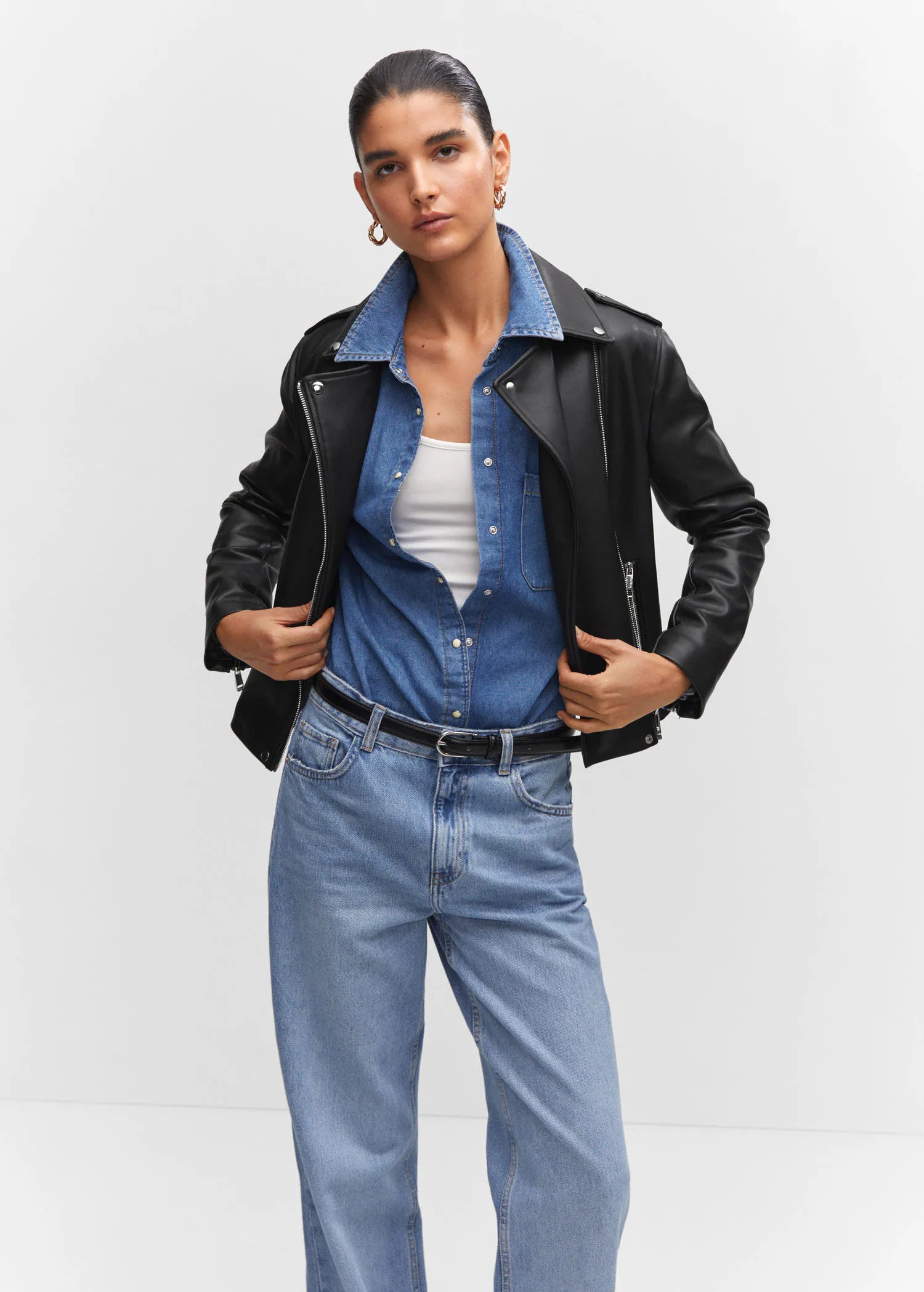 Cazadora biker efecto piel