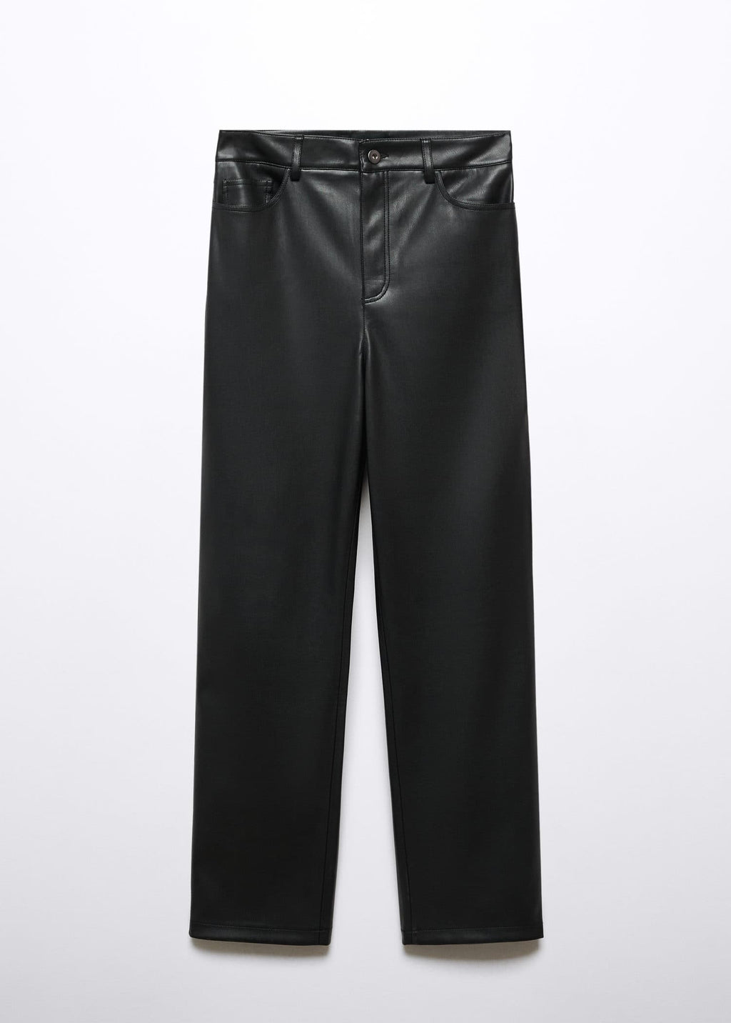 Pantalón recto efecto piel