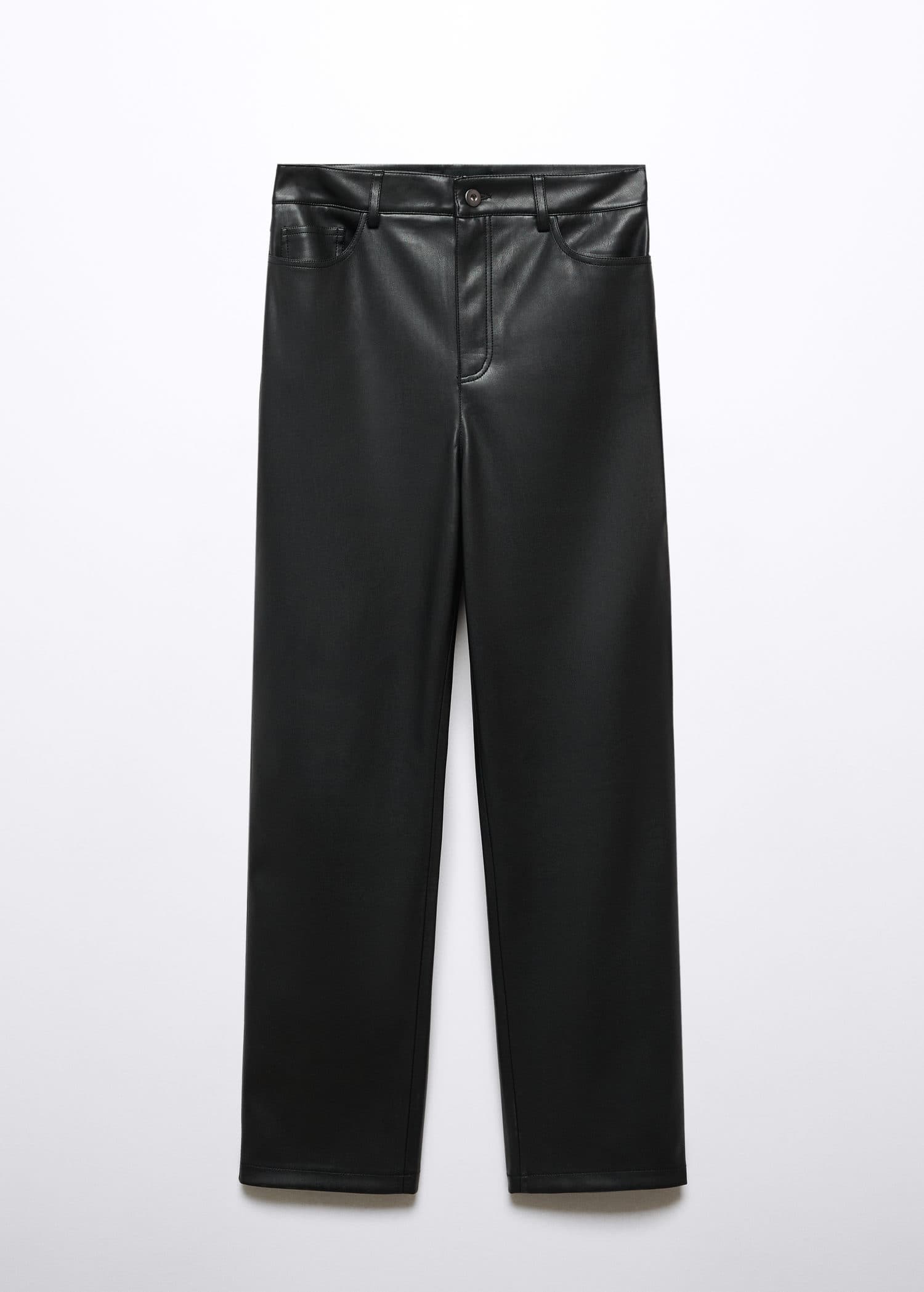 Pantalón recto efecto piel