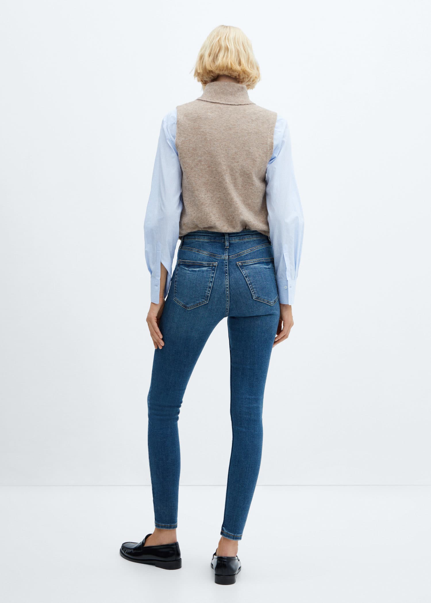 Jeans skinny tiro alto