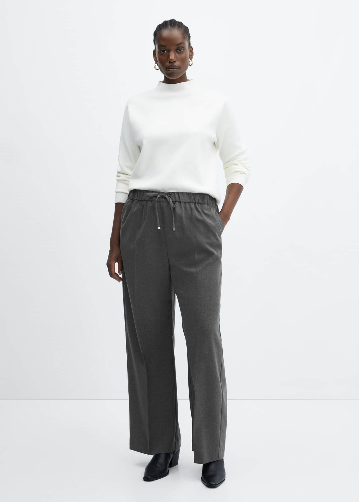 Pantalón wideleg cintura elástica