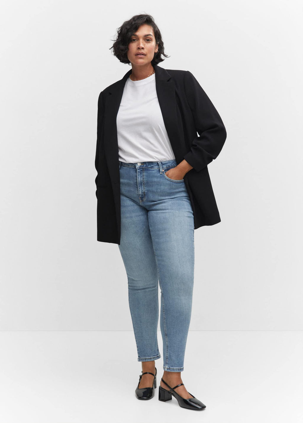 Jeans skinny tiro alto