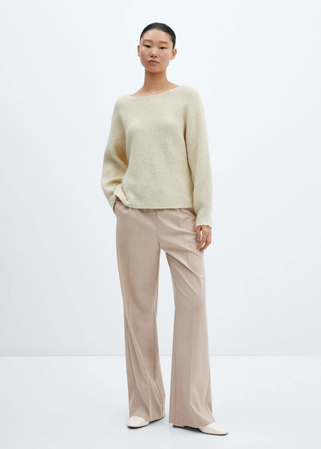 Pantalón wideleg cintura elástica