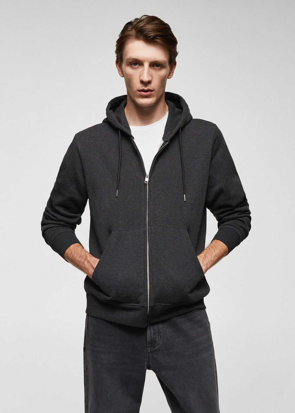 Sudadera algodón capucha cremallera