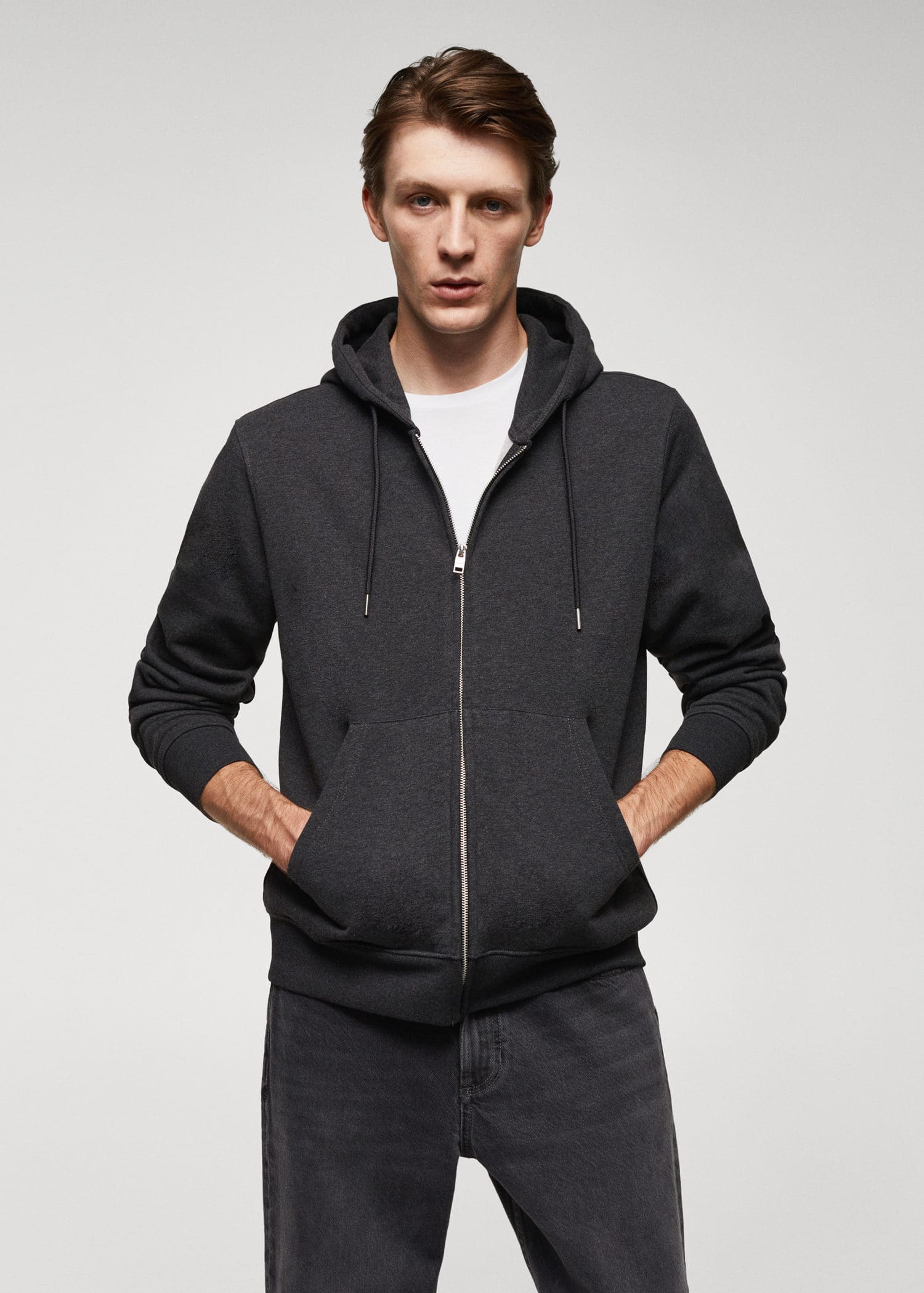 Sudadera algodón capucha cremallera