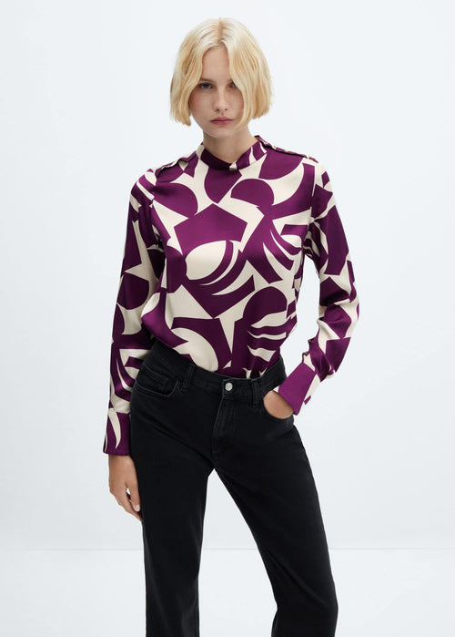 Blusa satinada estampada