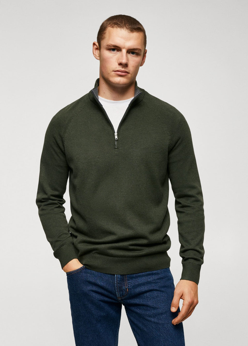 Jersey algodón cuello cremallera