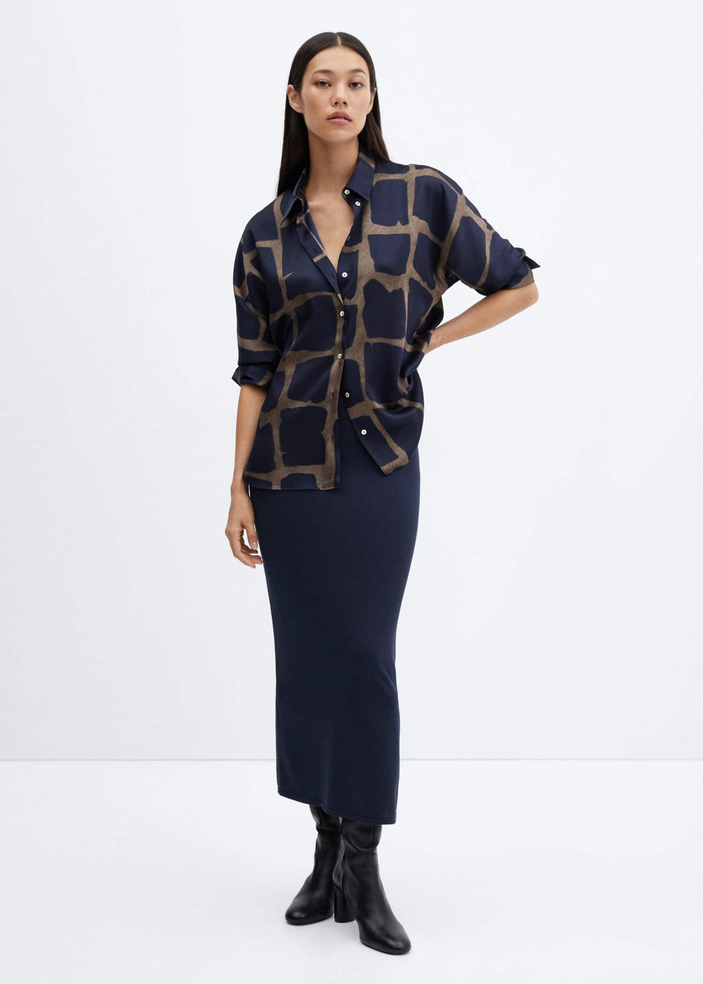 Camisa larga estampada