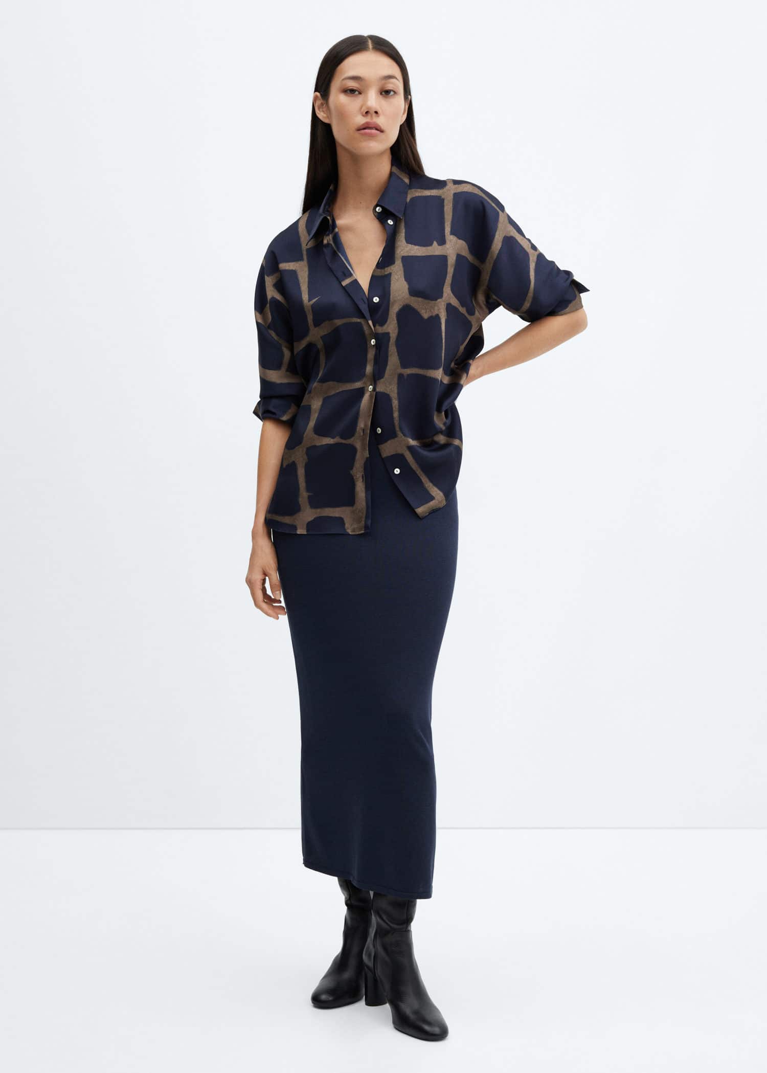Camisa larga estampada