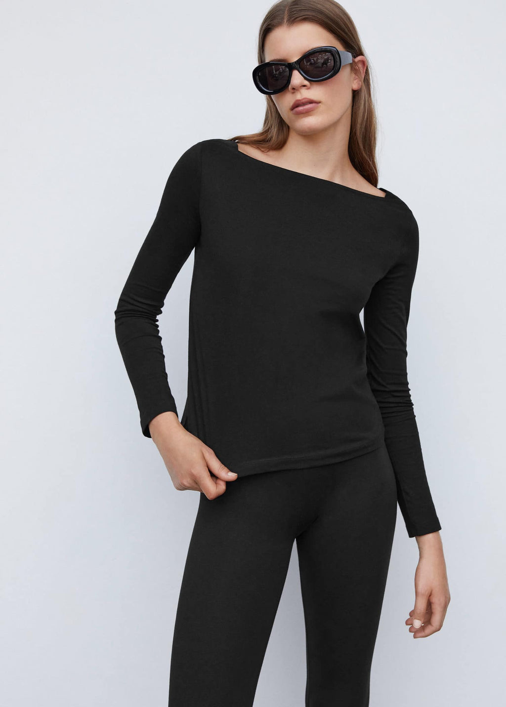 Camiseta cuello barco algodón