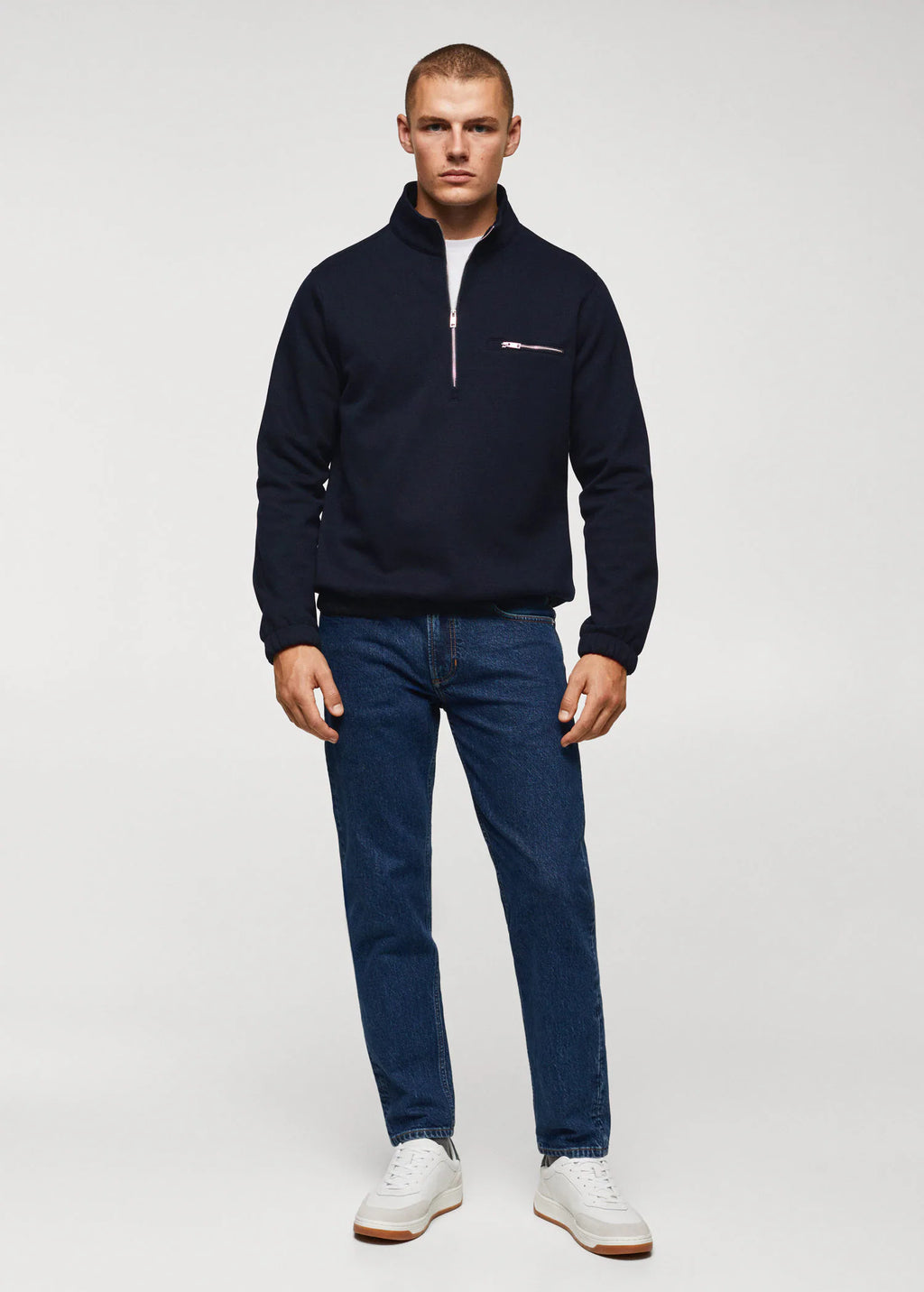 Sudadera algodón cuello cremallera