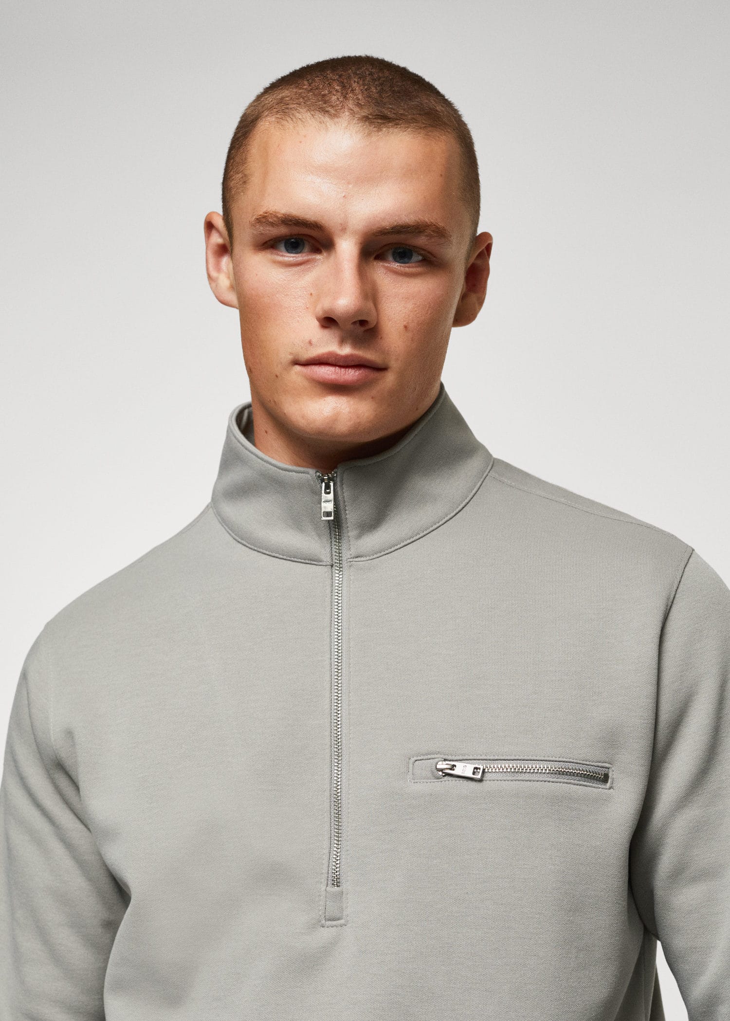 Sudadera algodón cuello cremallera