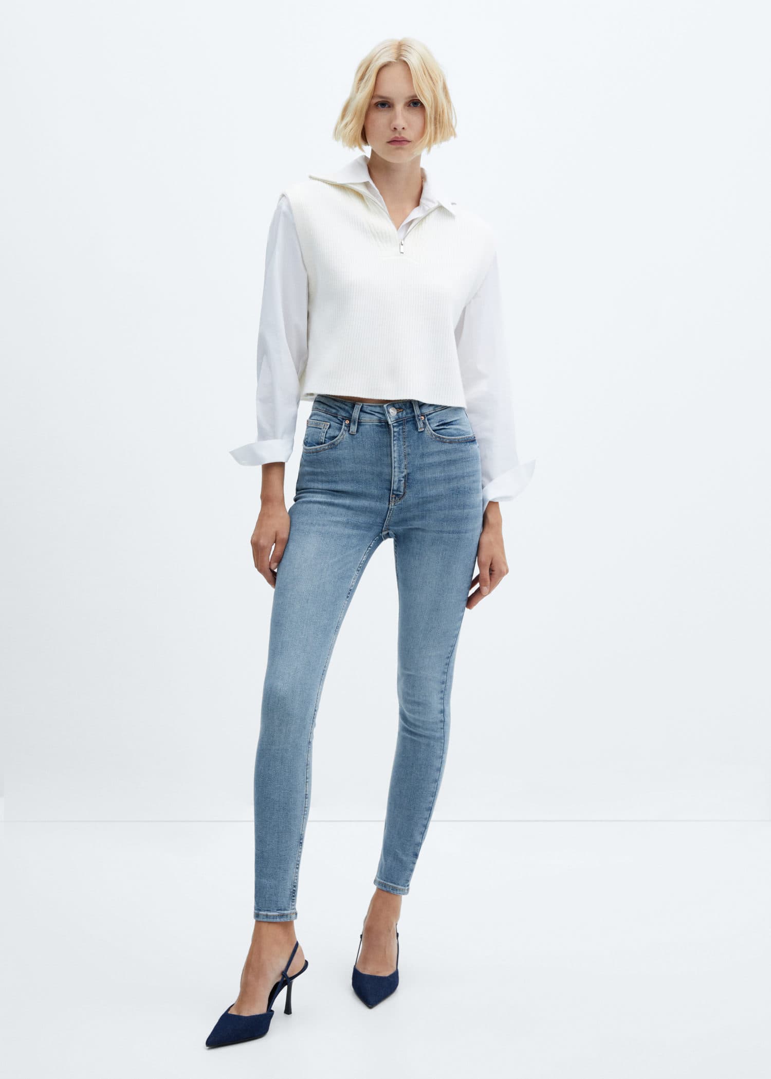 Jeans skinny tiro alto