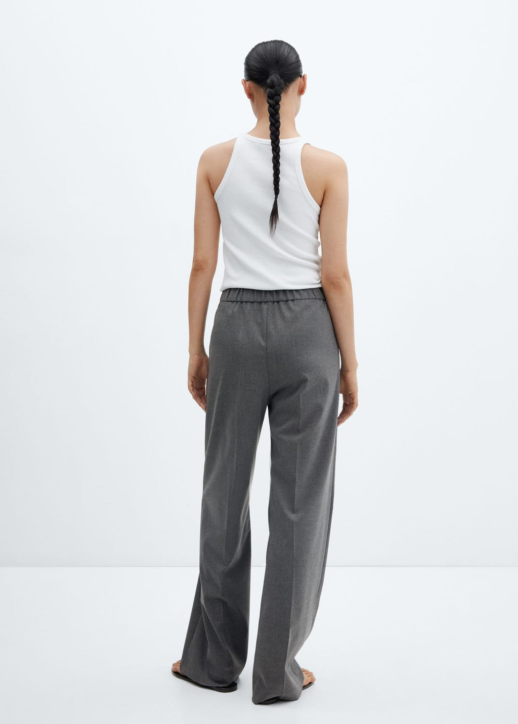 Pantalón wideleg cintura elástica