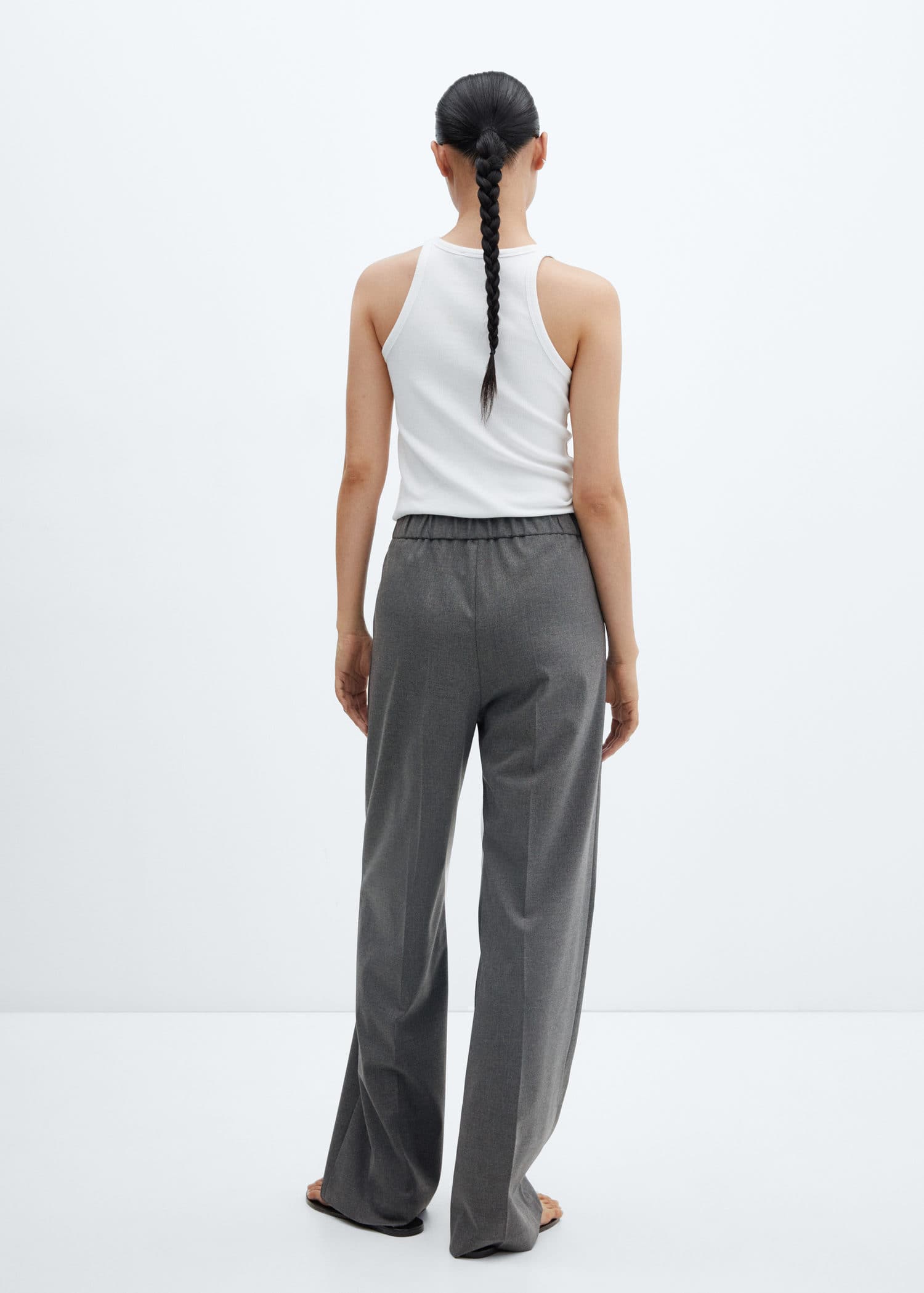 Pantalón wideleg cintura elástica
