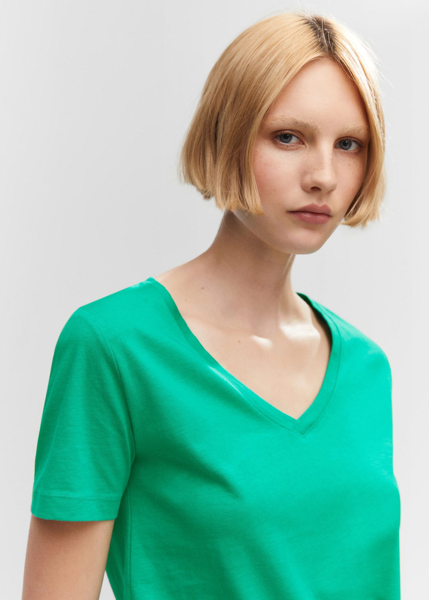 Camiseta algodón cuello pico